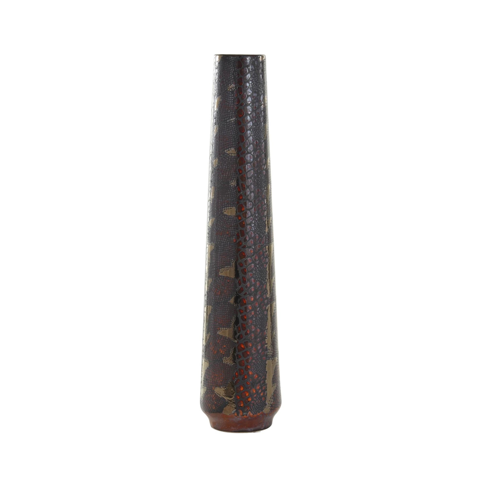 Multi Colored Ceramic Snakeskin Inspired Decorative Vase