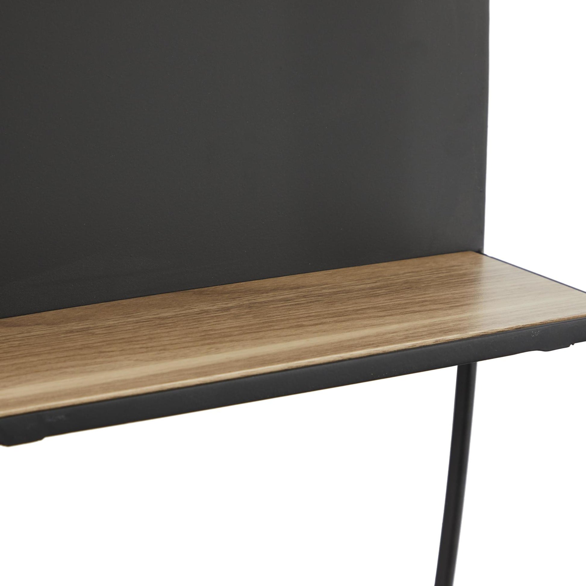 Black Metal Oval 2 Shelf Room Wall Shelf with Wood Accents