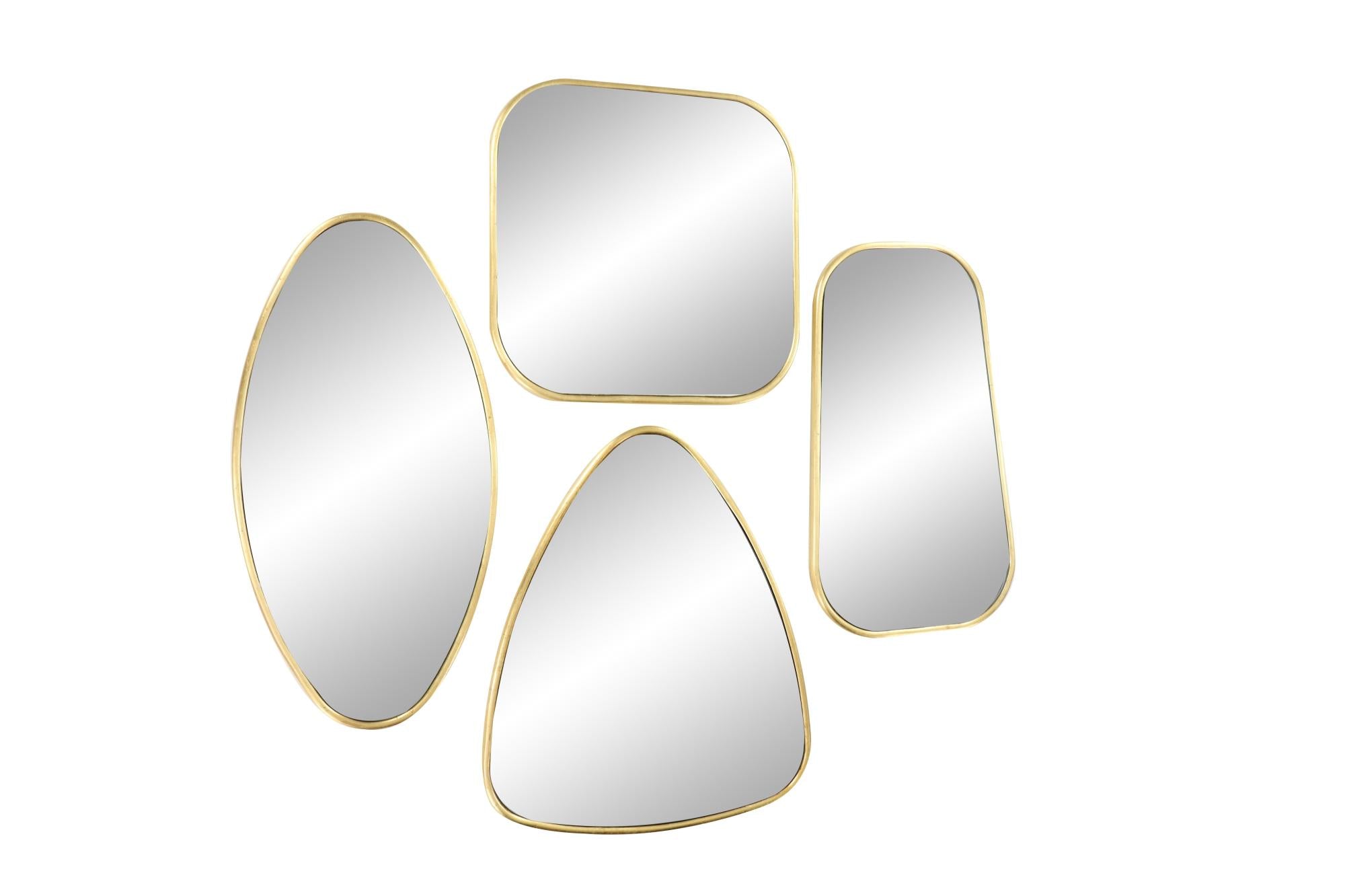 CosmoLiving by Cosmopolitan Set of 4 Gold Metal Room Wall Mirror with Varying Shapes