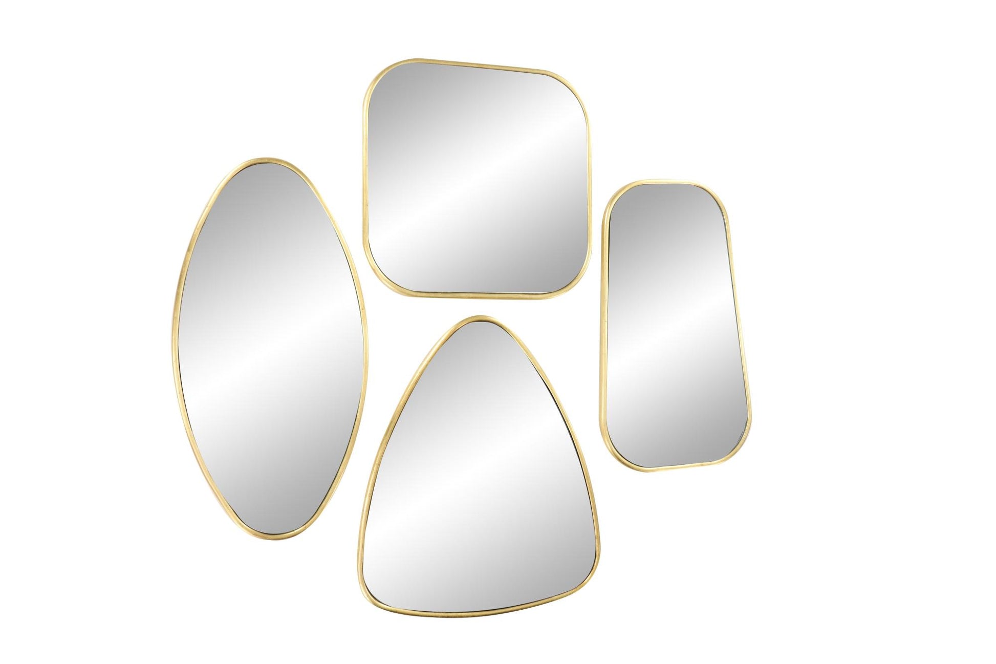 CosmoLiving by Cosmopolitan Set of 4 Gold Metal Room Wall Mirror with Varying Shapes