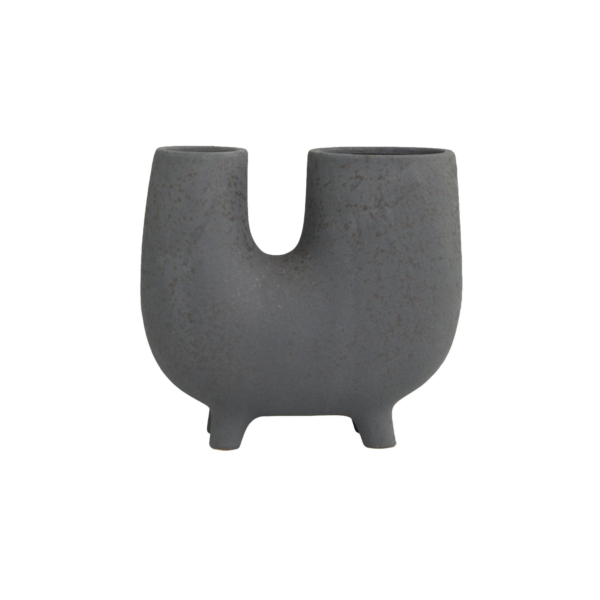 CosmoLiving by Cosmopolitan Abstract Dark Gray Ceramic U-Shaped Decorative Vase with Small Feet