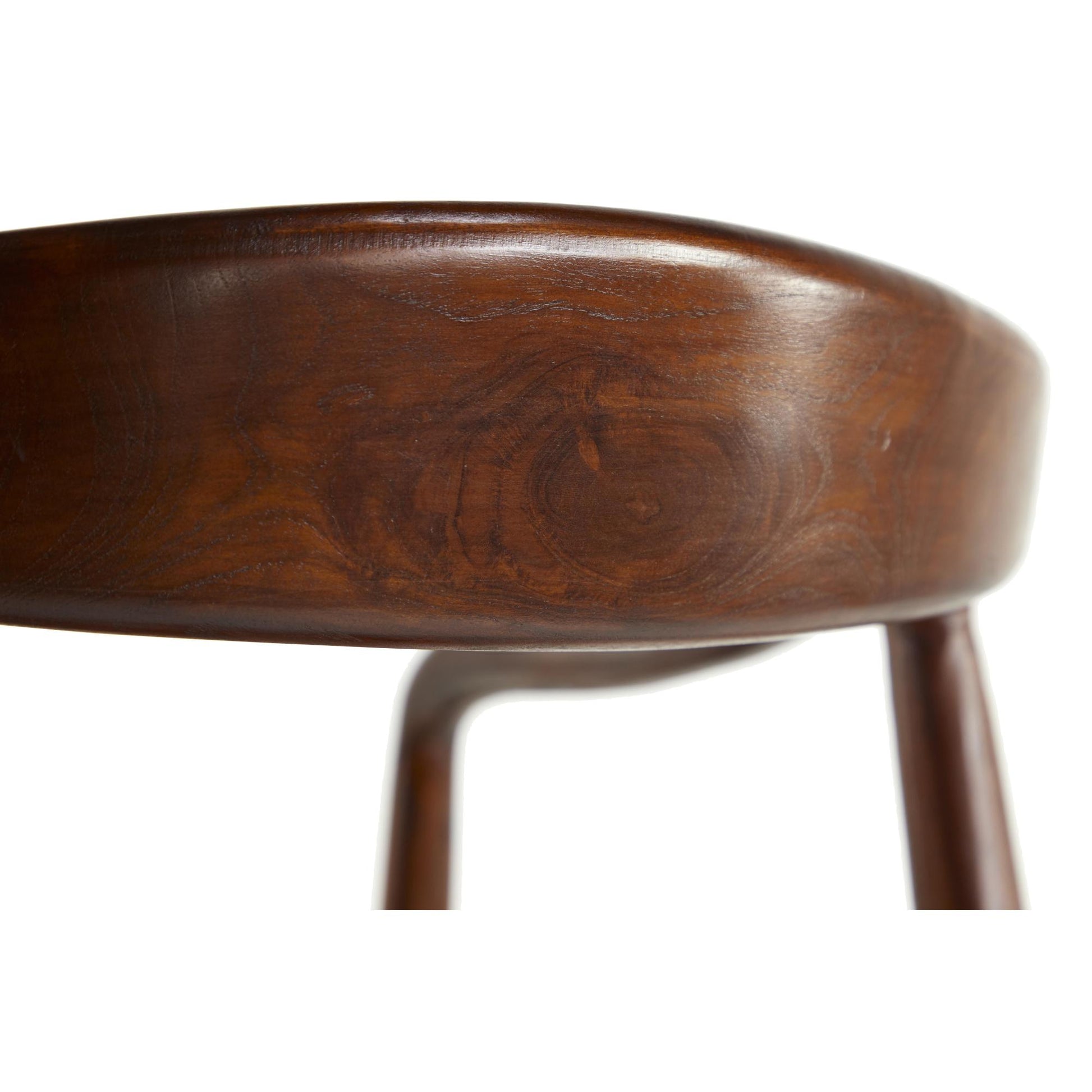 Brown Teak Wood Handmade Kitchen Dining Chair with Leather Cushion