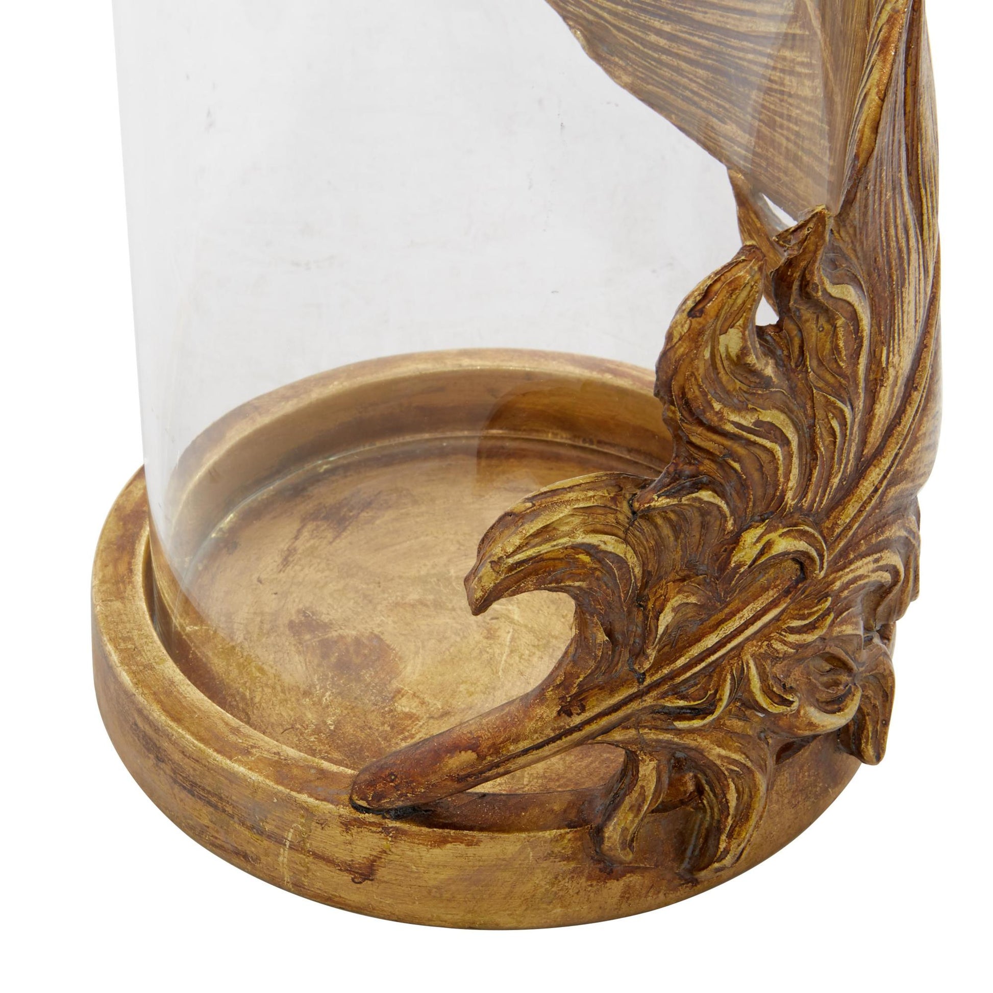 Bird Gold Glass Feather Pillar Room Hurricane Lamp