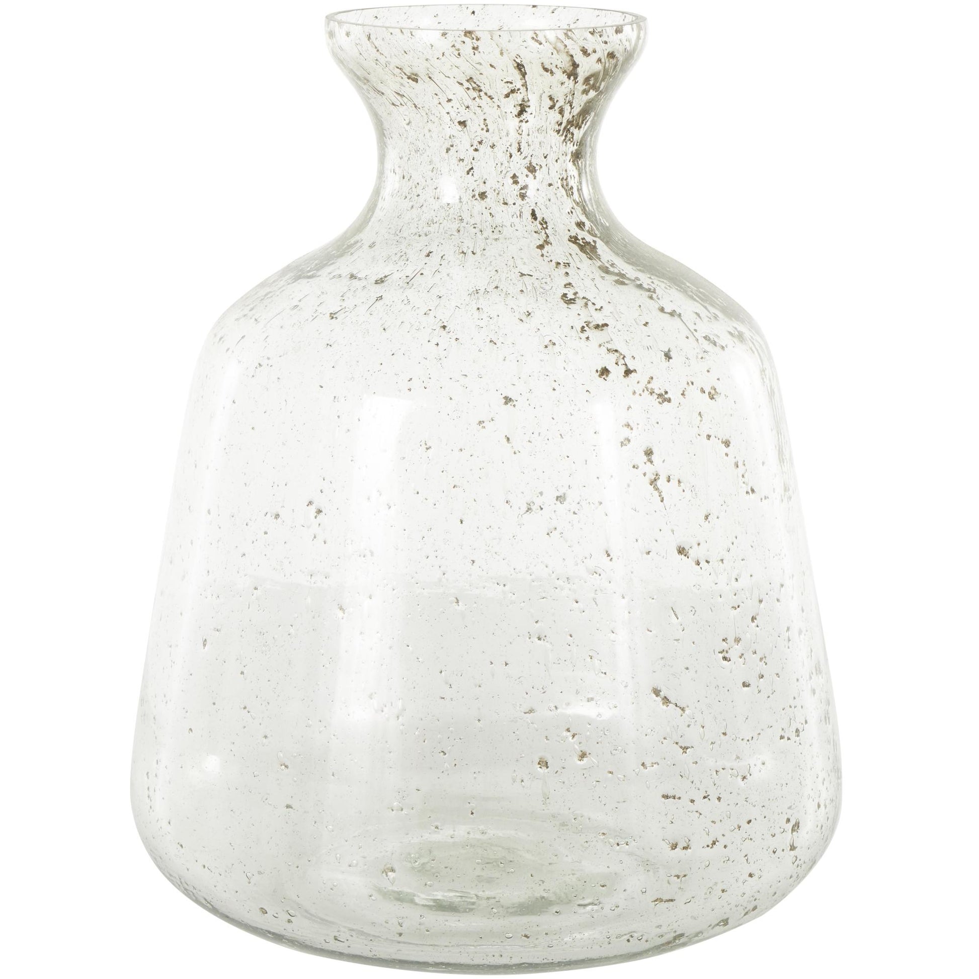 Clear Glass Speckled Decorative Vase with Brown Accents