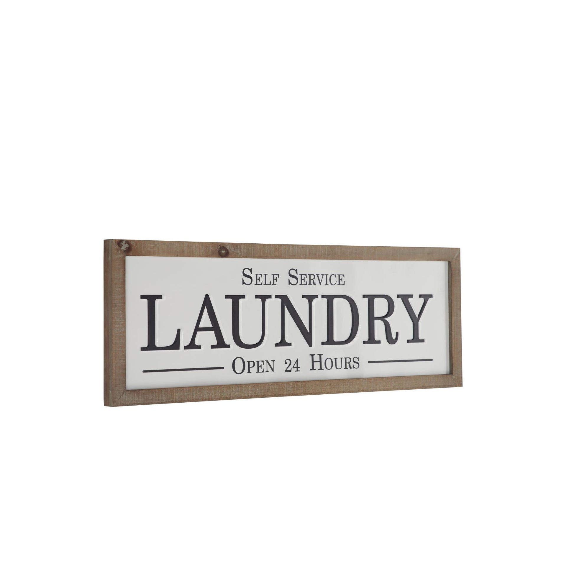 Sign White Metal Laundry Home Wall Decor with Wood Frame
