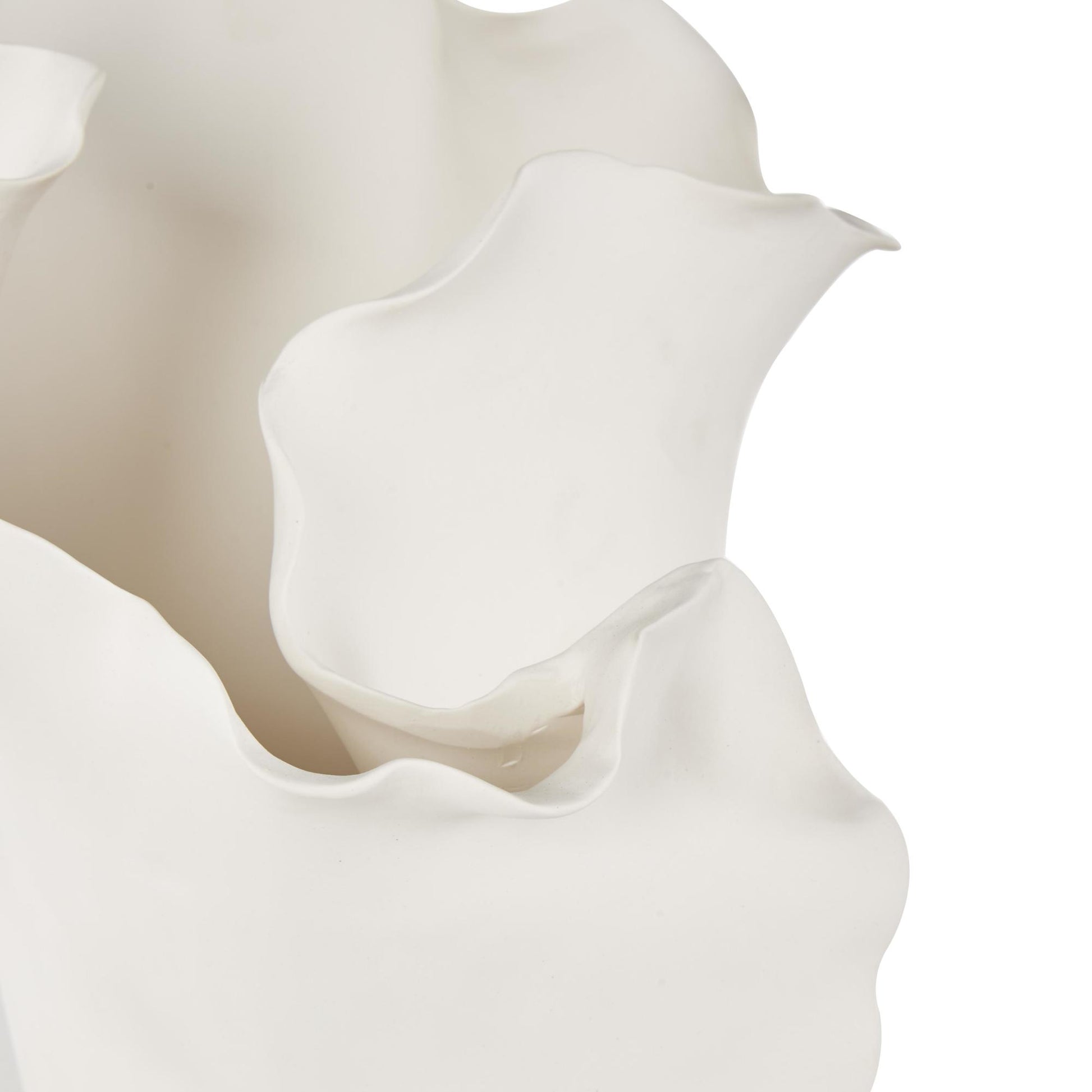 Abstract Ceramic Floral Inspired Decorative Vase with Wavy Folded Rim