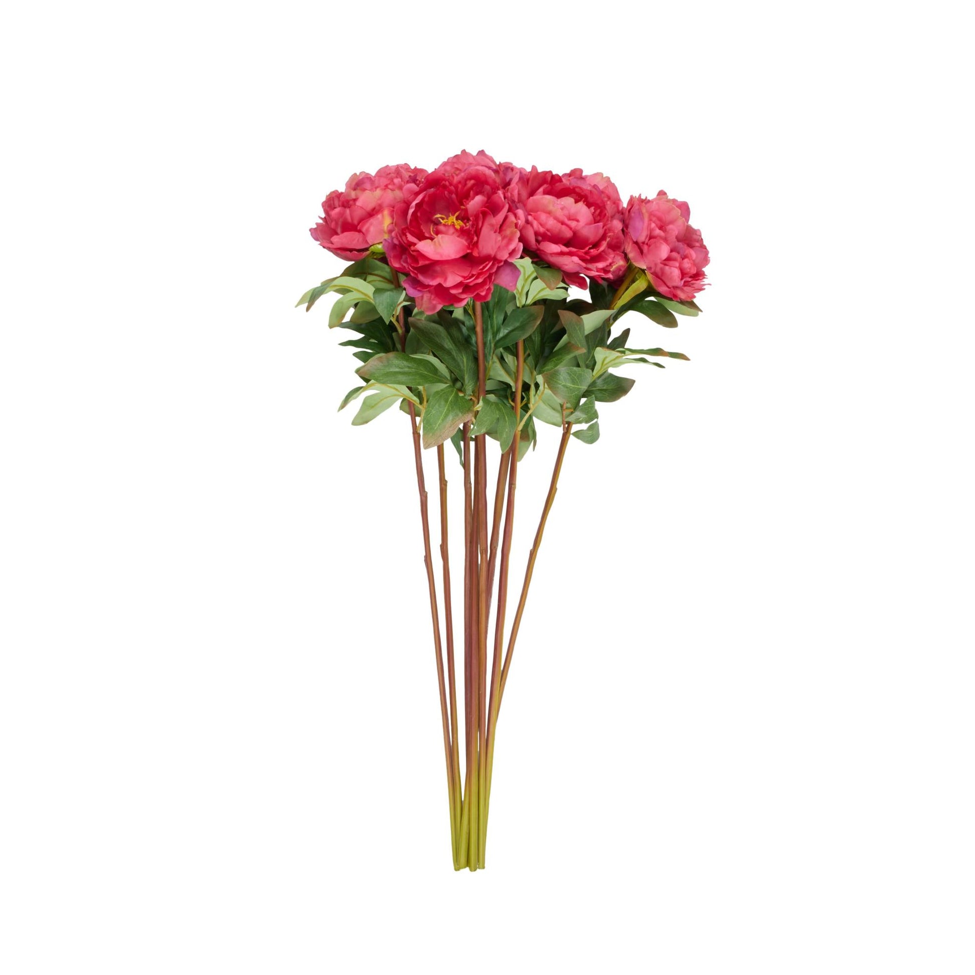 Set of 8 Peony Pink Faux Foliage Tall Indoor Outdoor Artificial Flower Stem
