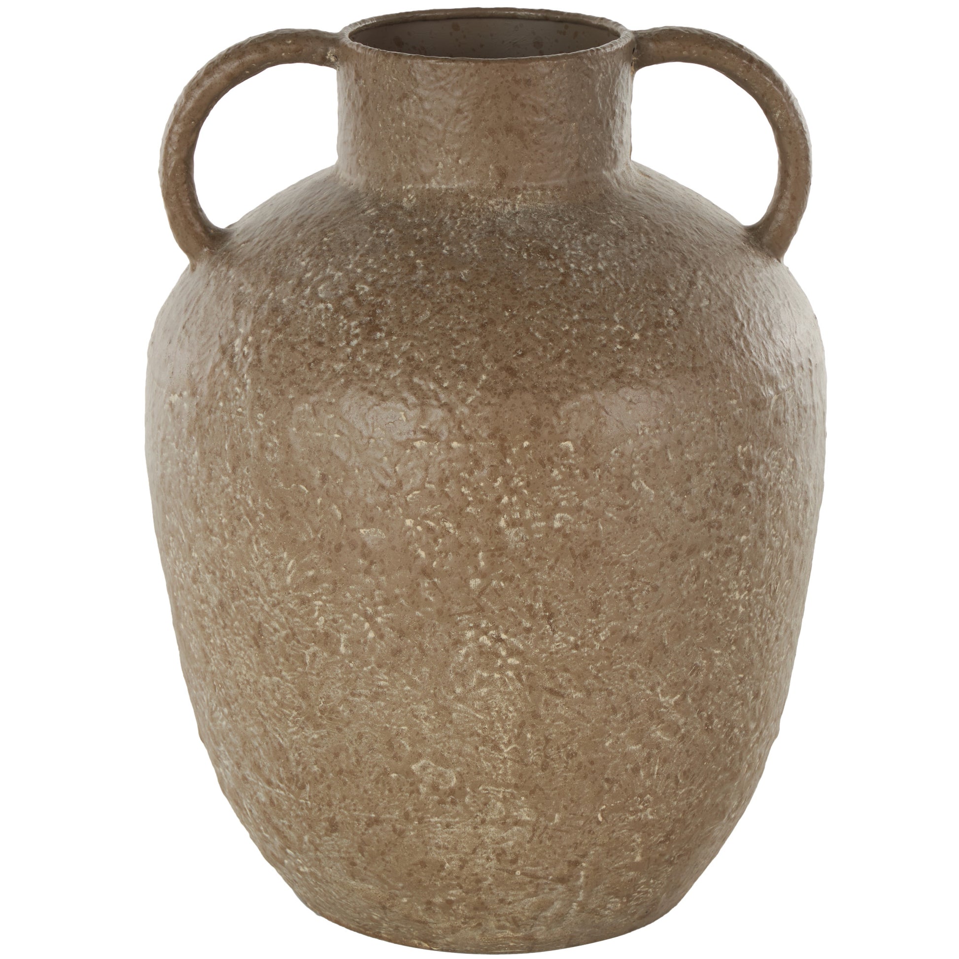 Brown Metal Antique Inspired Decorative Vase with Handles