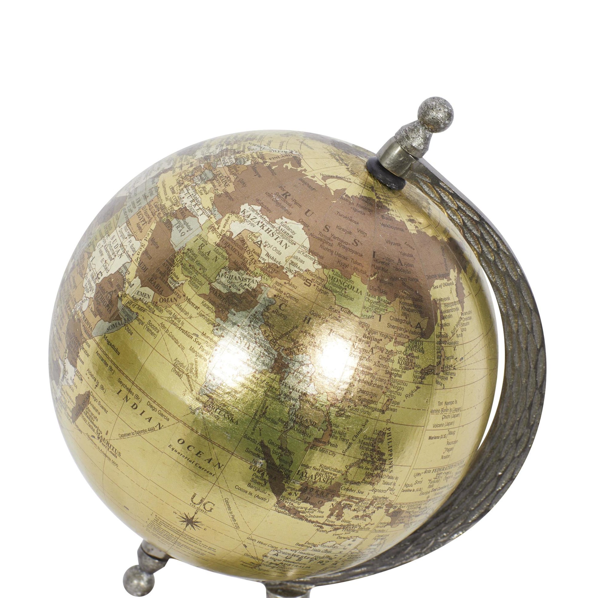 Gold Aluminum Metal Educational/Geographic Earth Globe