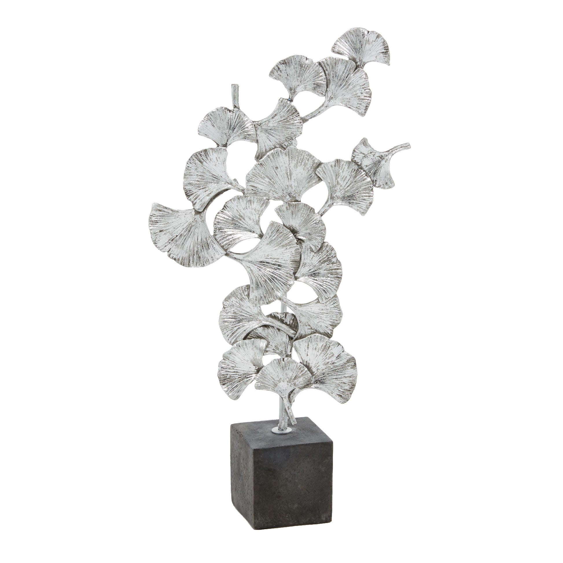 Floral Polystone Handmade Decorative Sculpture with Black Block Base