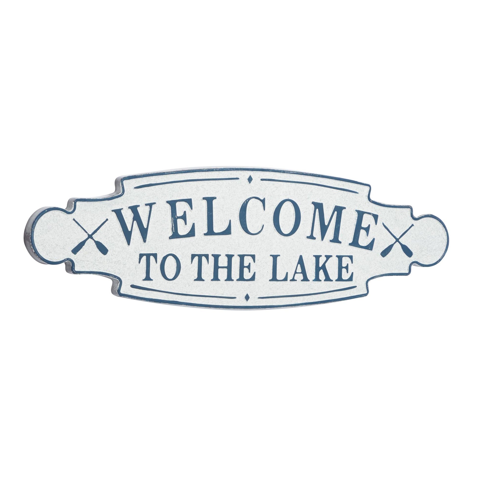 Sign Blue Metal Welcome To the Lake Home Wall Decor