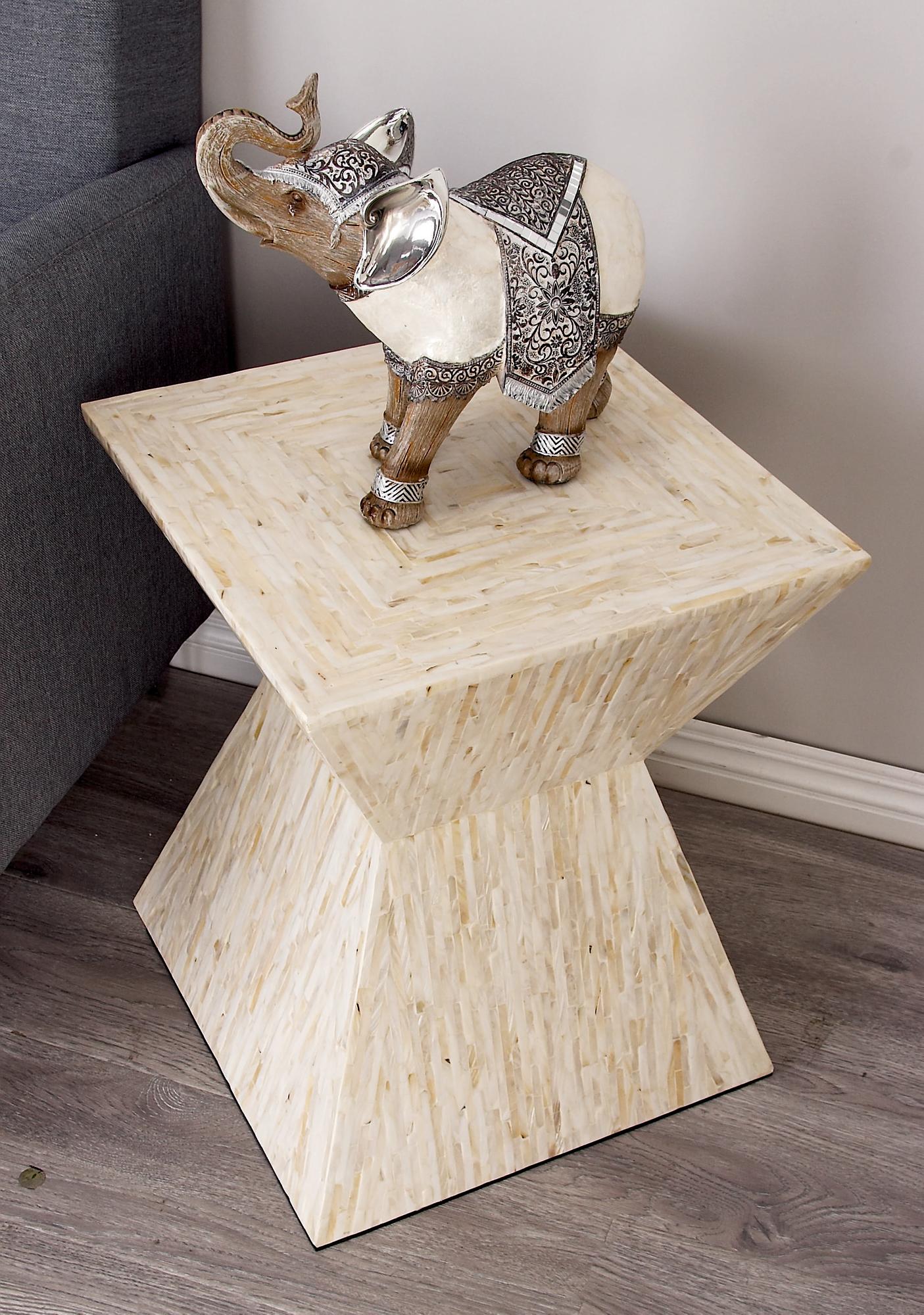 Mother of Pearl Shell Handmade Hourglass Shaped Side End Accent Table