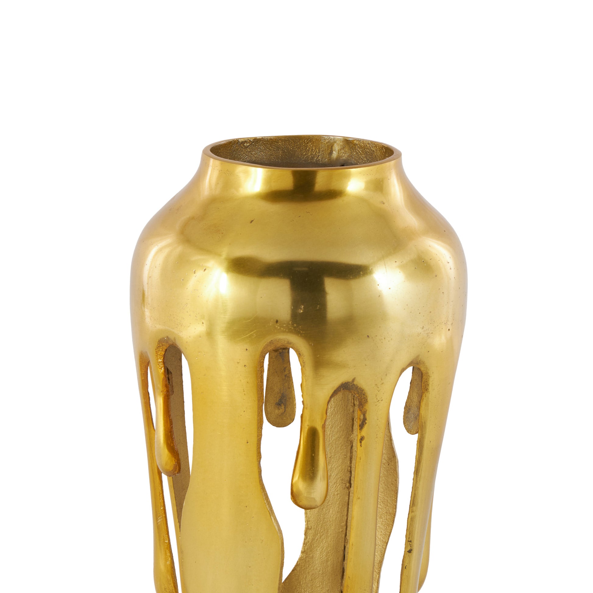 Abstract Aluminum Metal Drip Decorative Vase with Melting Designed Body