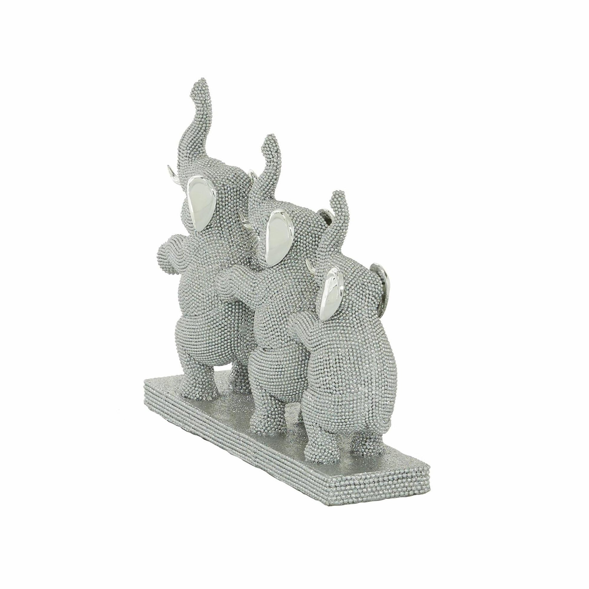 Elephant Silver Polystone Decorative Sculpture