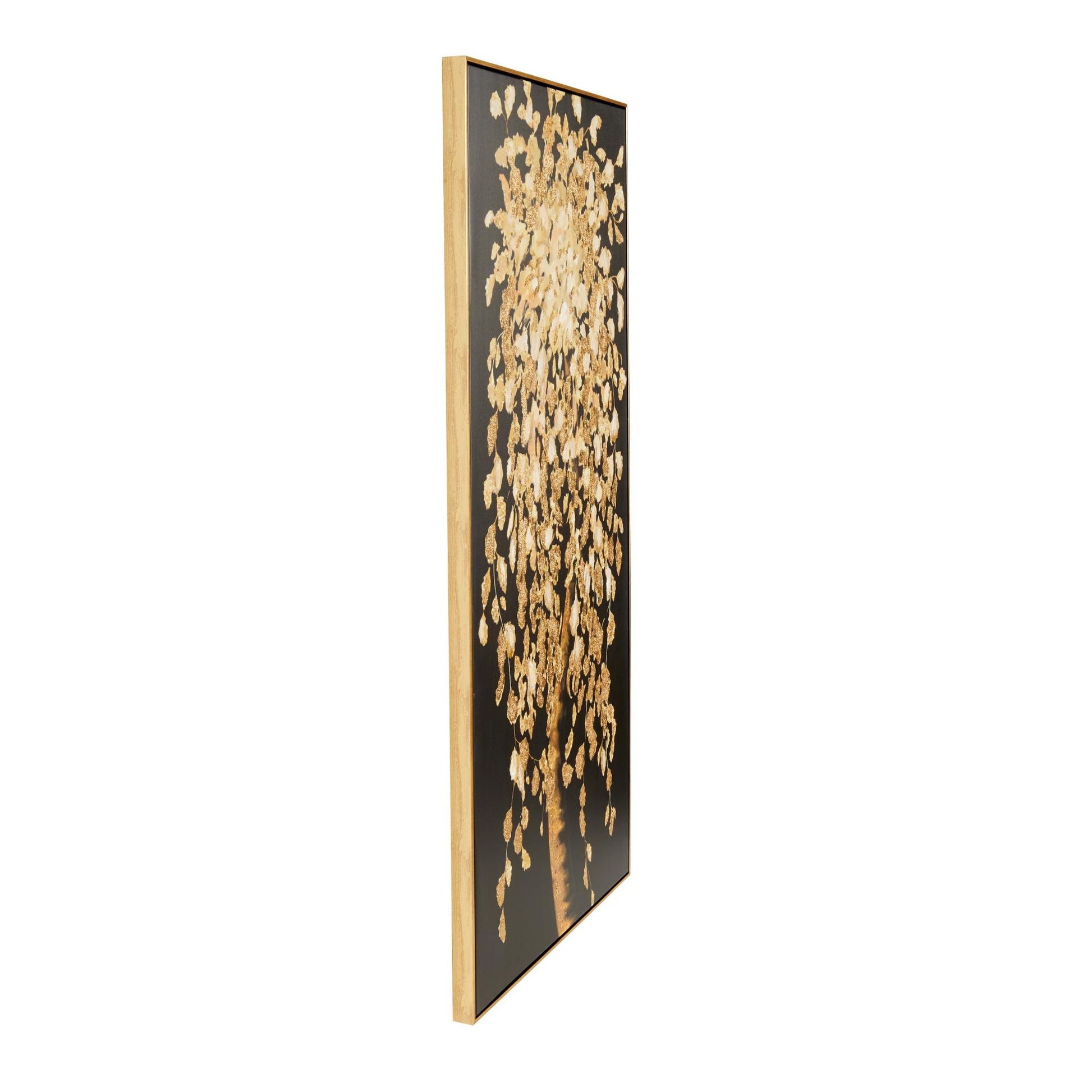 Tree Black Canvas Living Room Framed Wall Art with Gold Foil Accents