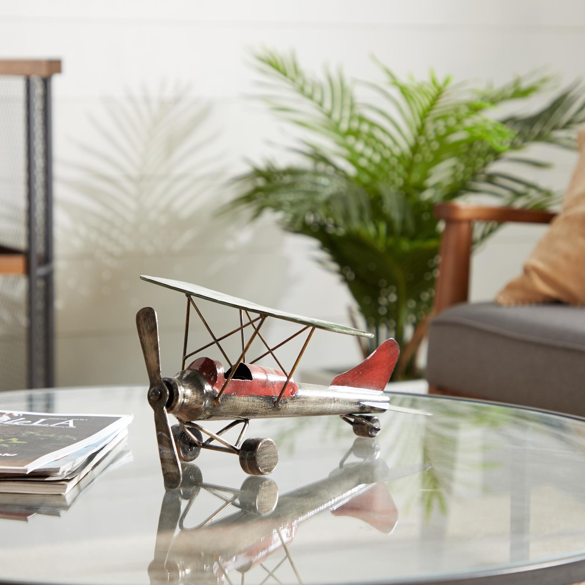 Airplane Gray Metal Decorative Sculpture