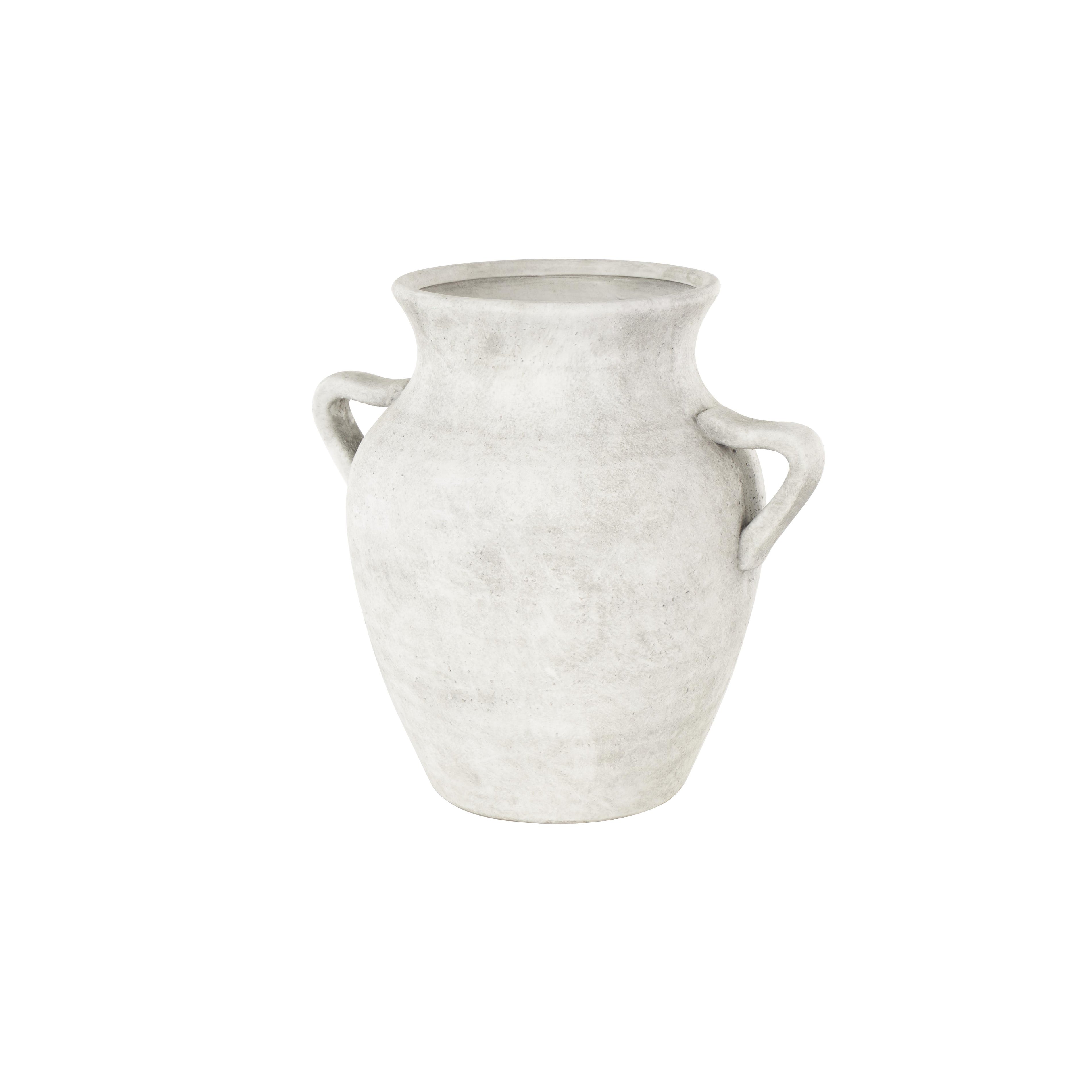 Ceramic Antique Style Textured Decorative Vase with Handles