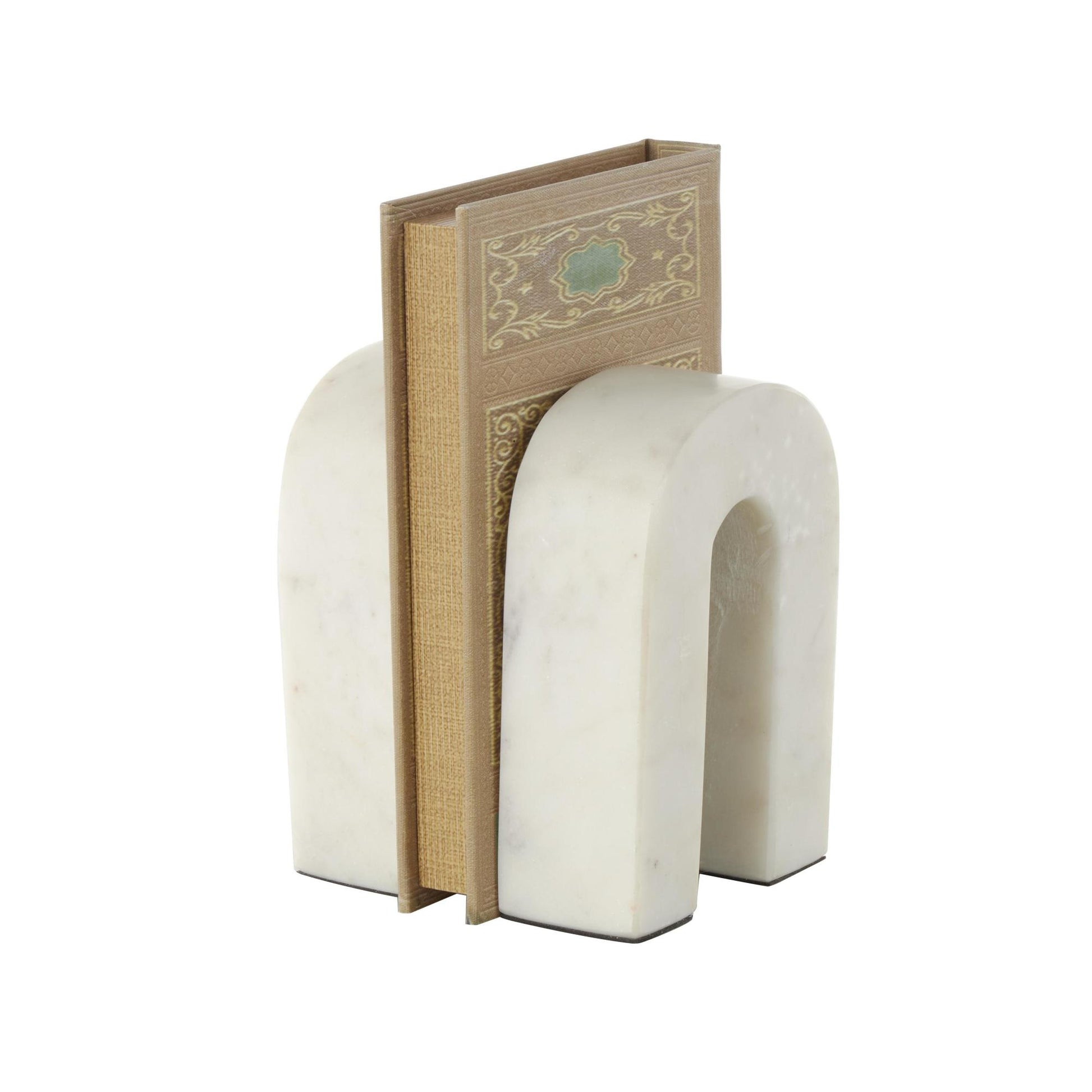 Set of 2 Geometric Marble Arched Decorative Bookends