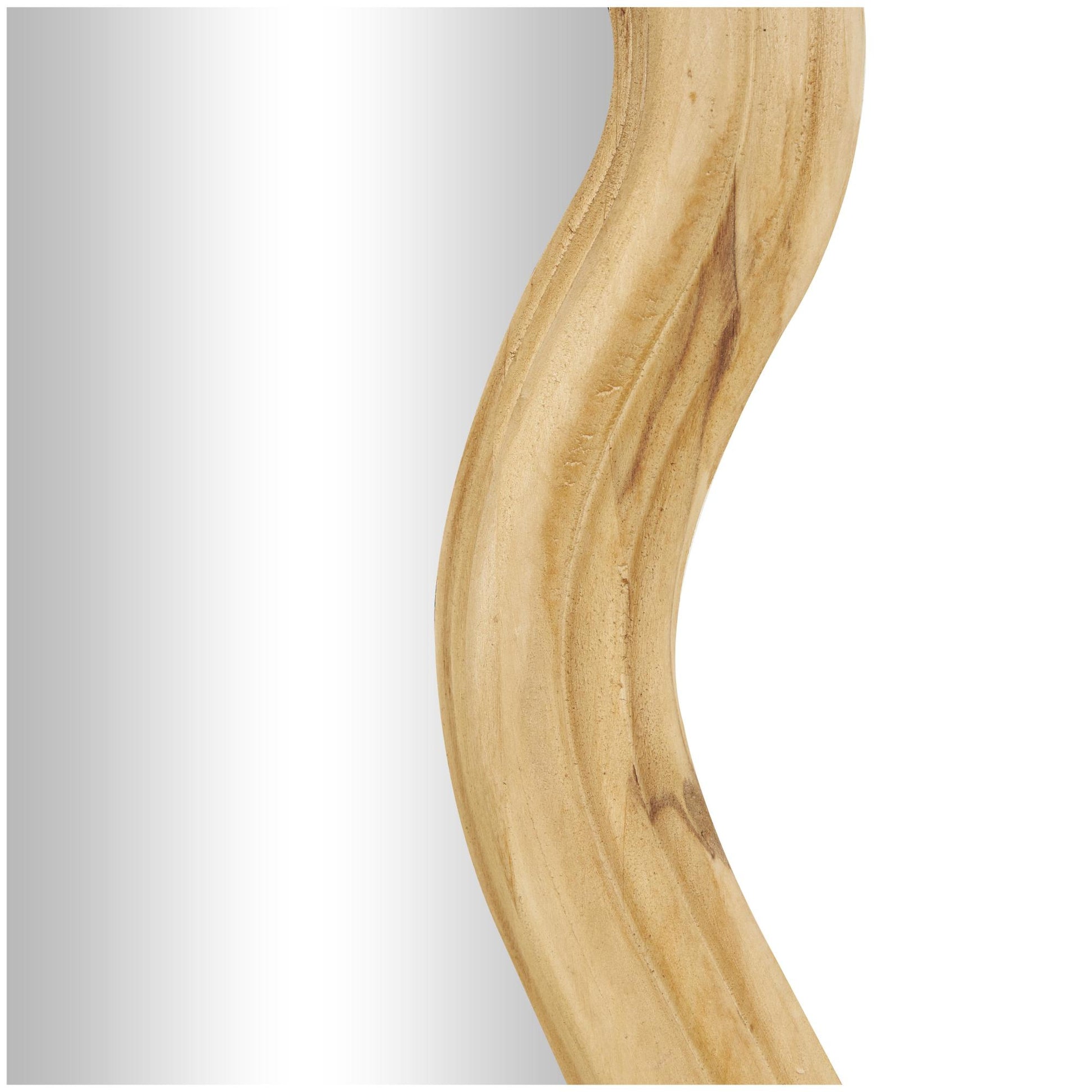Wood Wavy Room Wall Mirror with Dimensional Carved Frame 20" x 2" x 39"