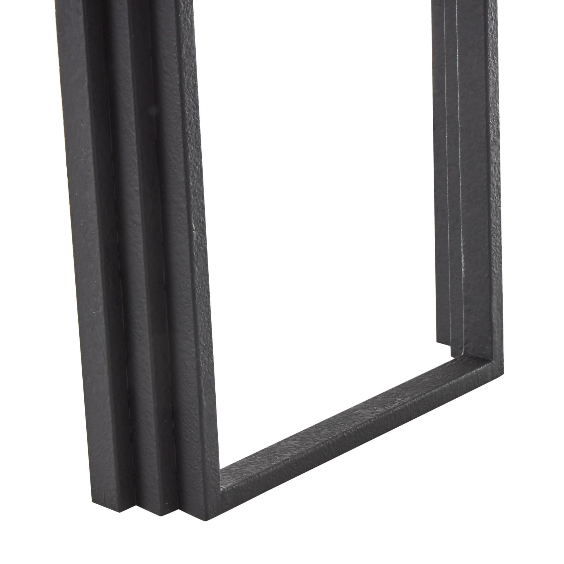 Black Metal Layered Arch Living Room Console Table with Brown Tabletop