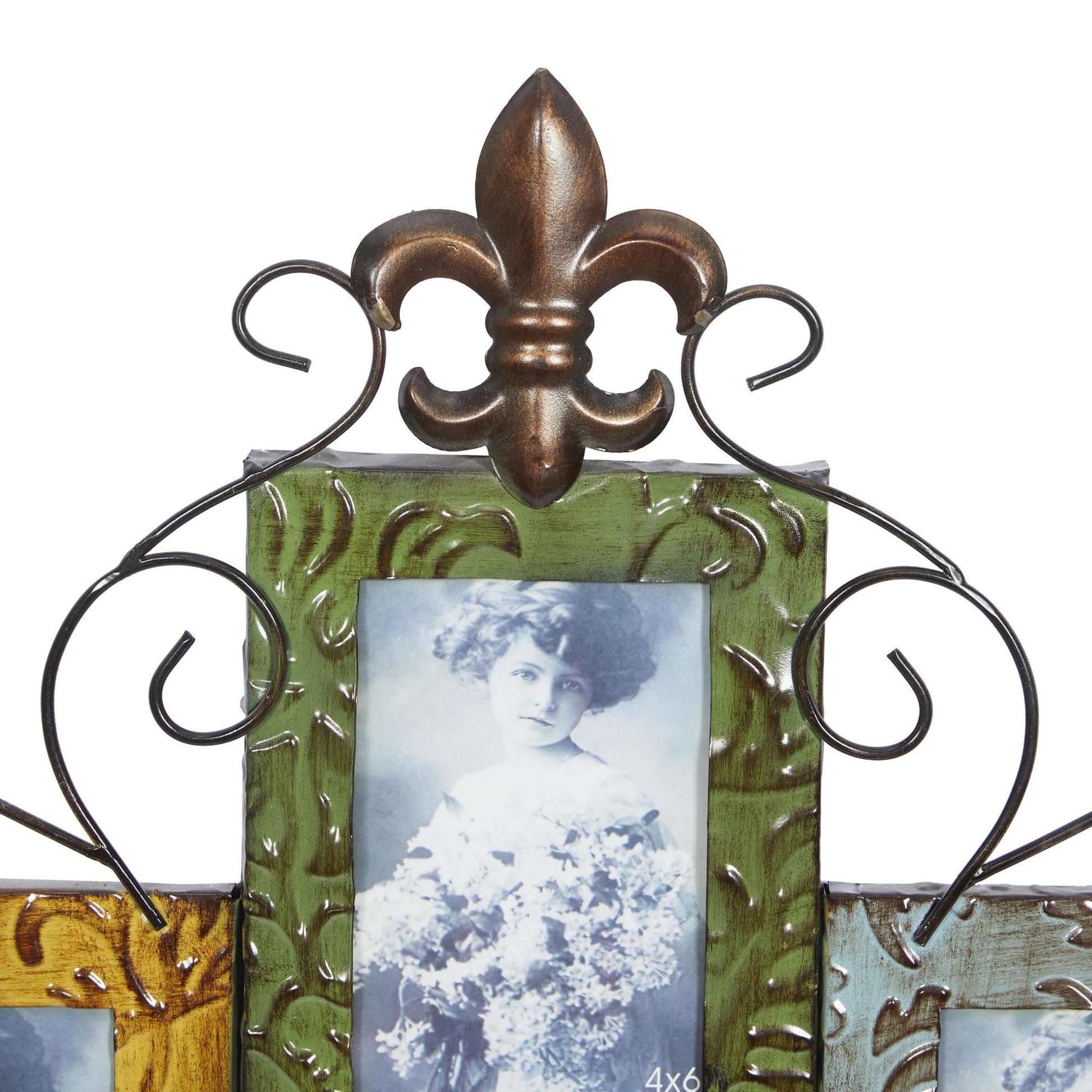 Scroll Multi Colored Metal 4 Slot Ornate Wall Photo Frame