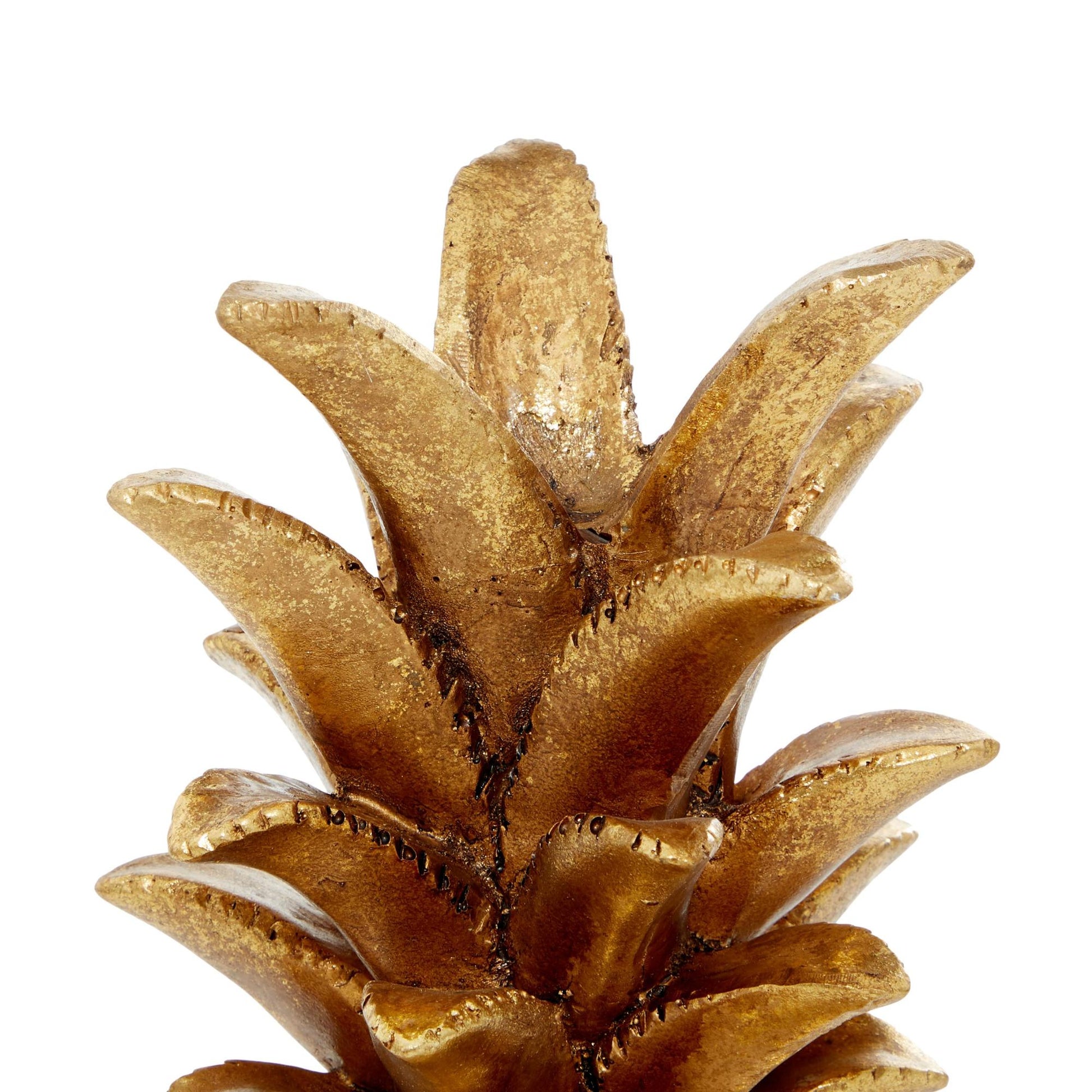 Fruit Gold Polystone Textured Pineapple Decorative Sculpture