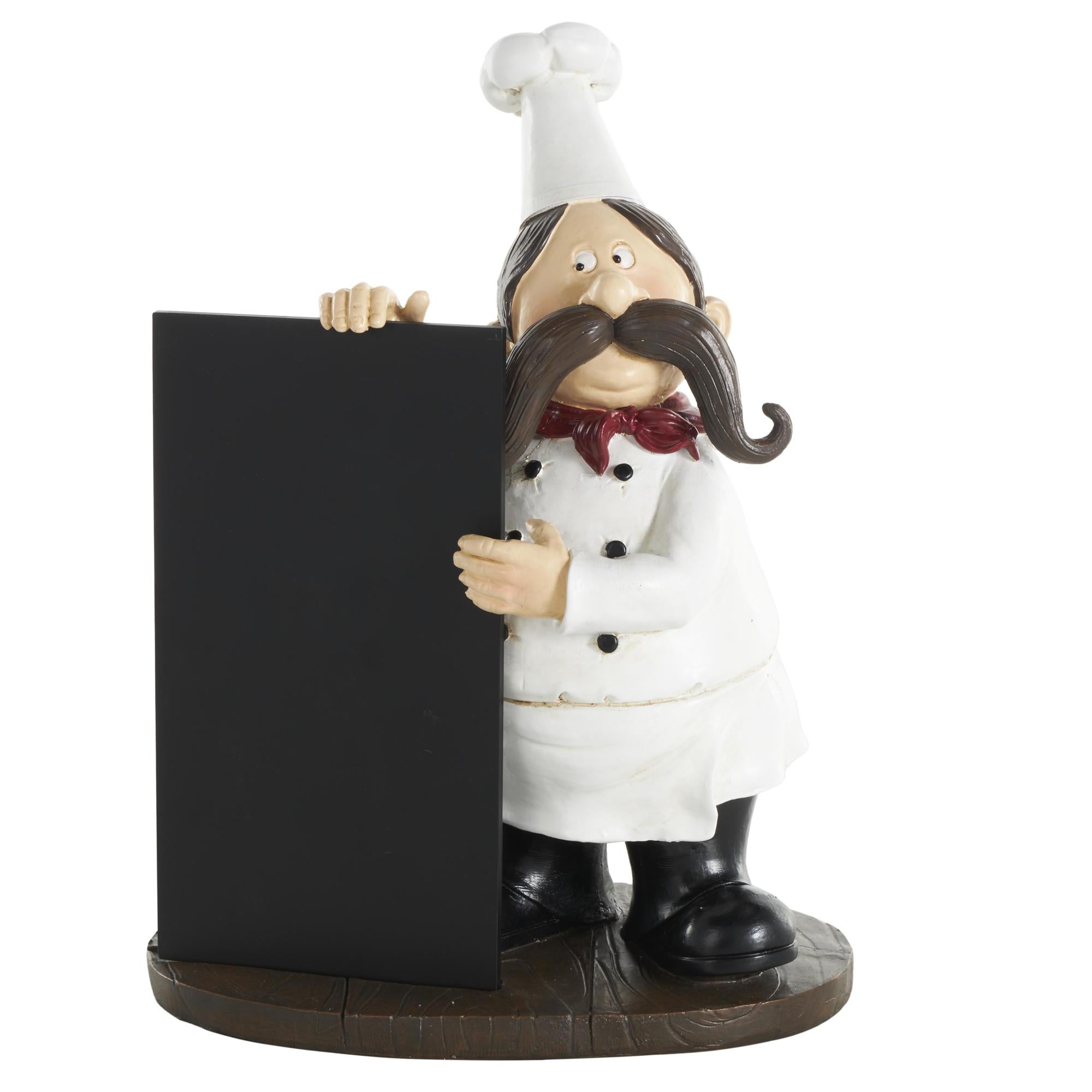 Chef Black Polystone Decorative Sculpture with Chalkboard