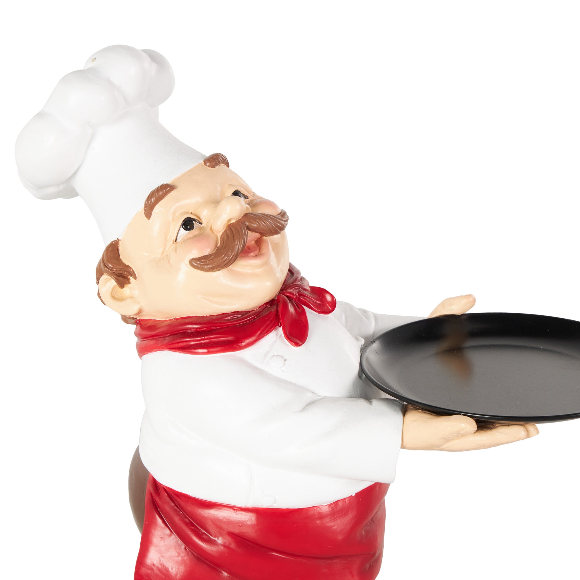 Chef White Polystone Kitchen Decorative Figurine Decorative Sculpture with Black Tray