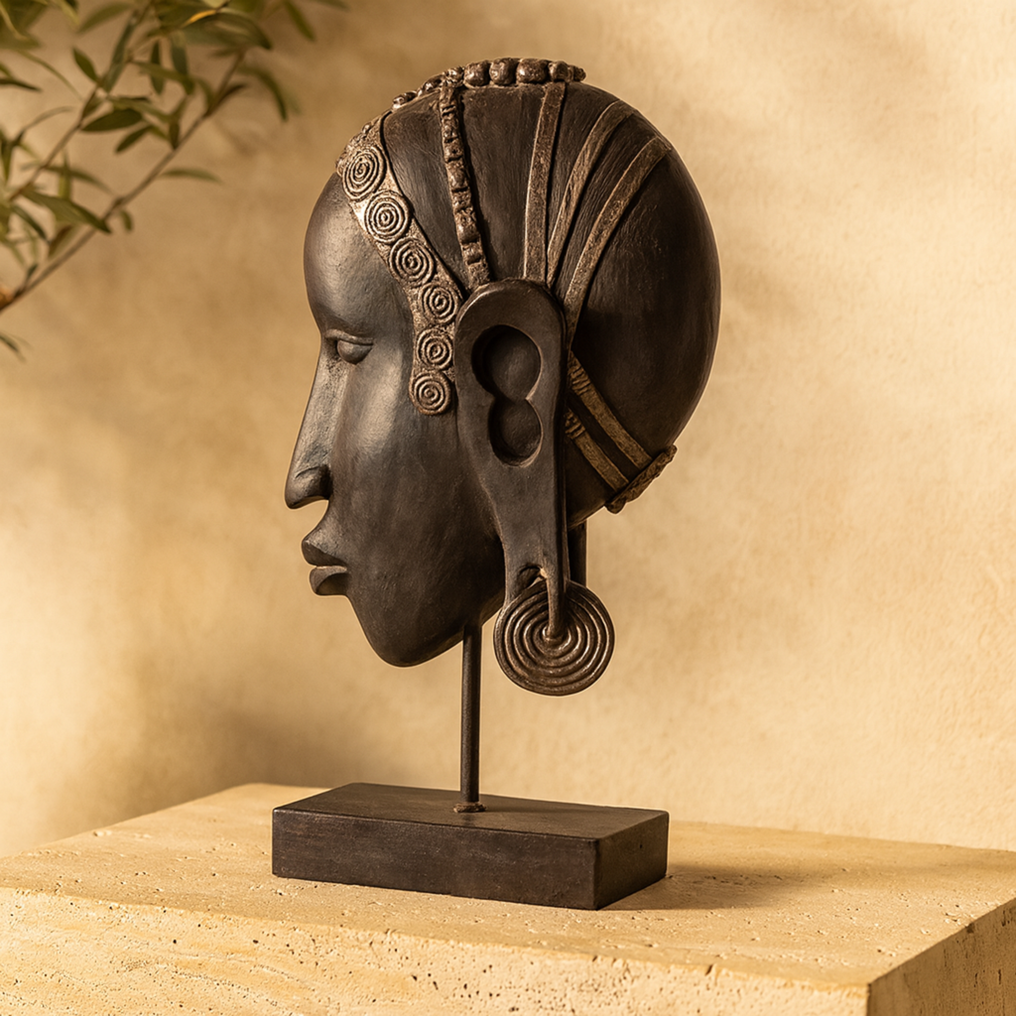 Woman Black Polyresin African Decorative Sculpture
