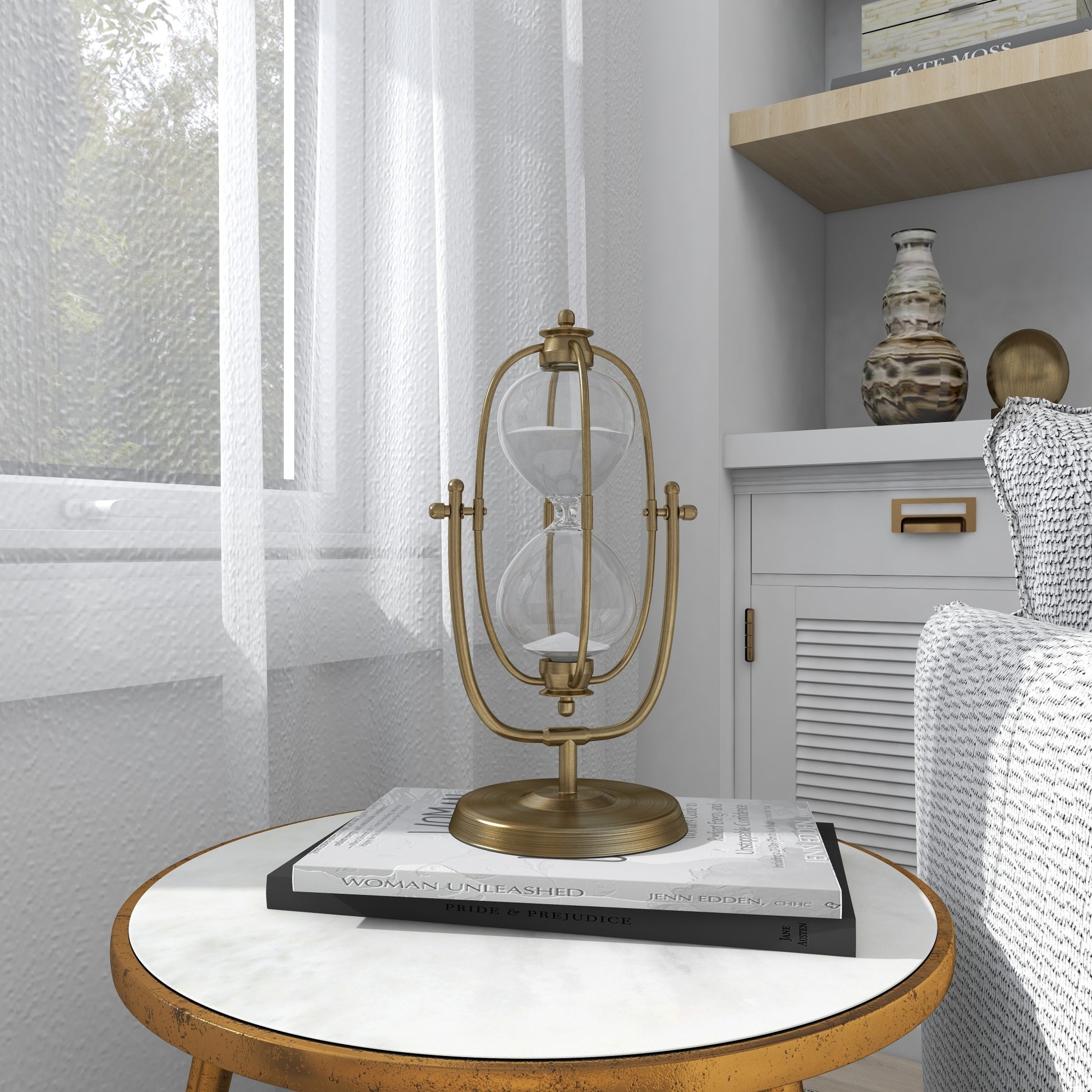 Armillary Metal Hourglass Sand Hourglass Timer with Rotating Stand