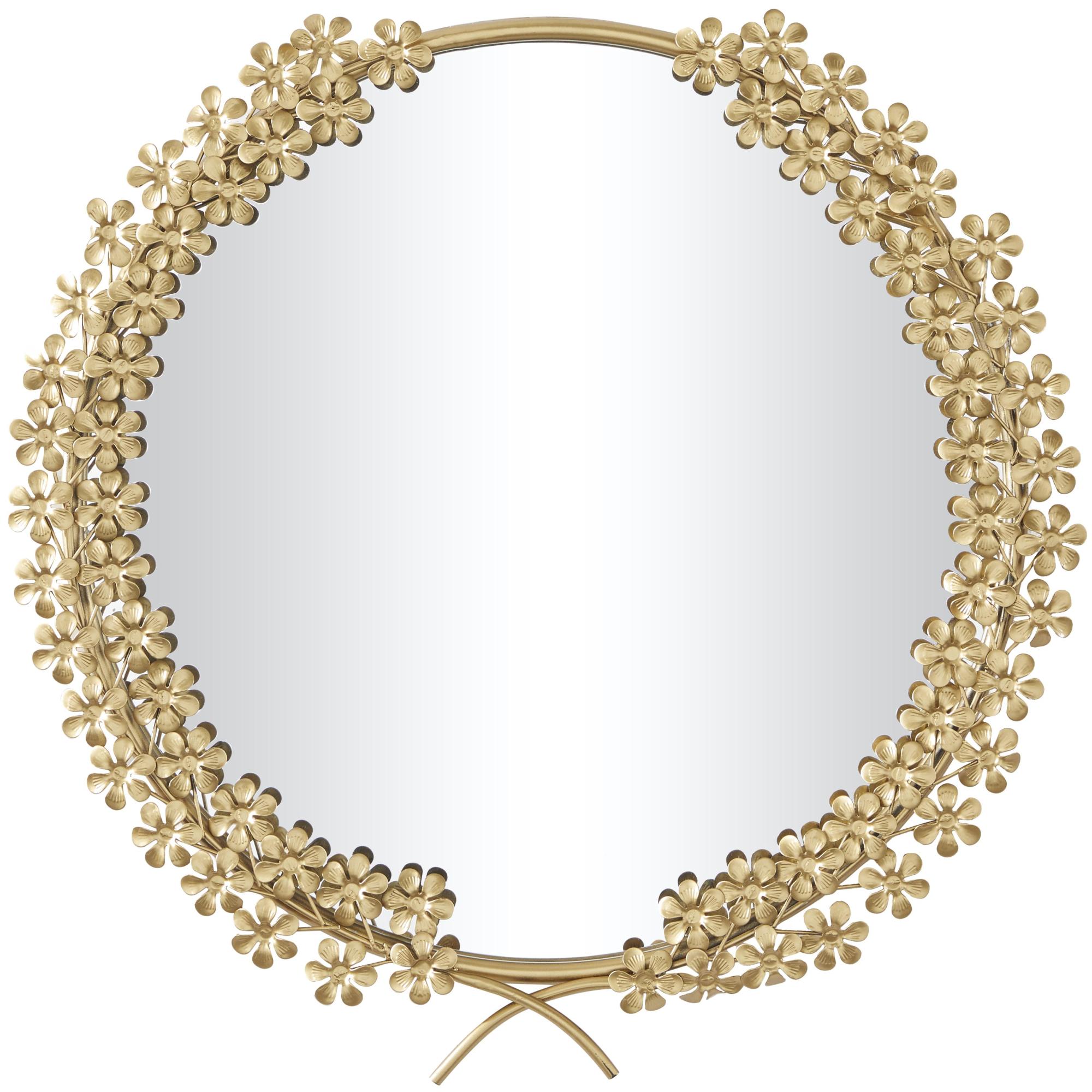 CosmoLiving by Cosmopolitan Floral Gold Metal 3D Room Wall Mirror