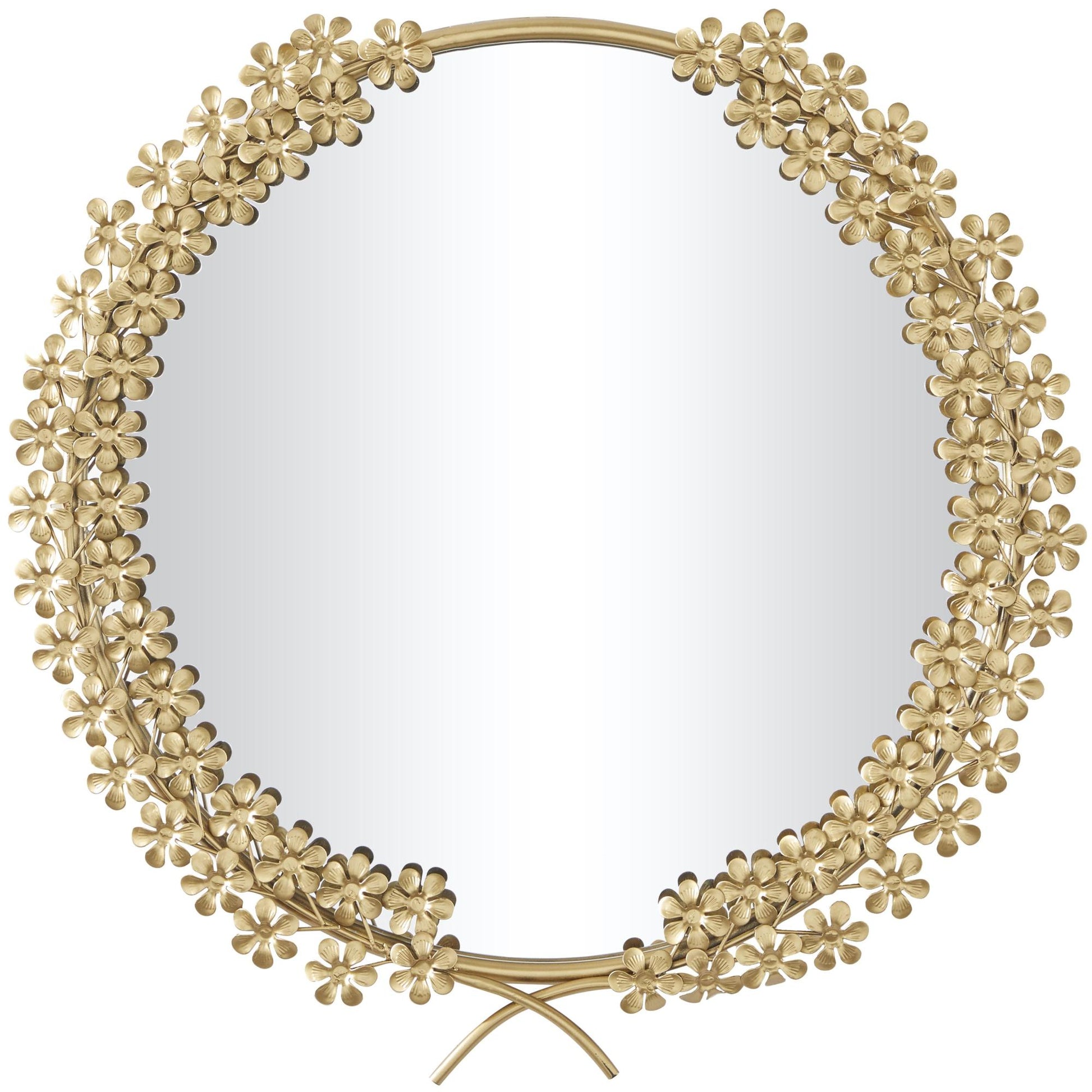 CosmoLiving by Cosmopolitan Floral Gold Metal 3D Room Wall Mirror