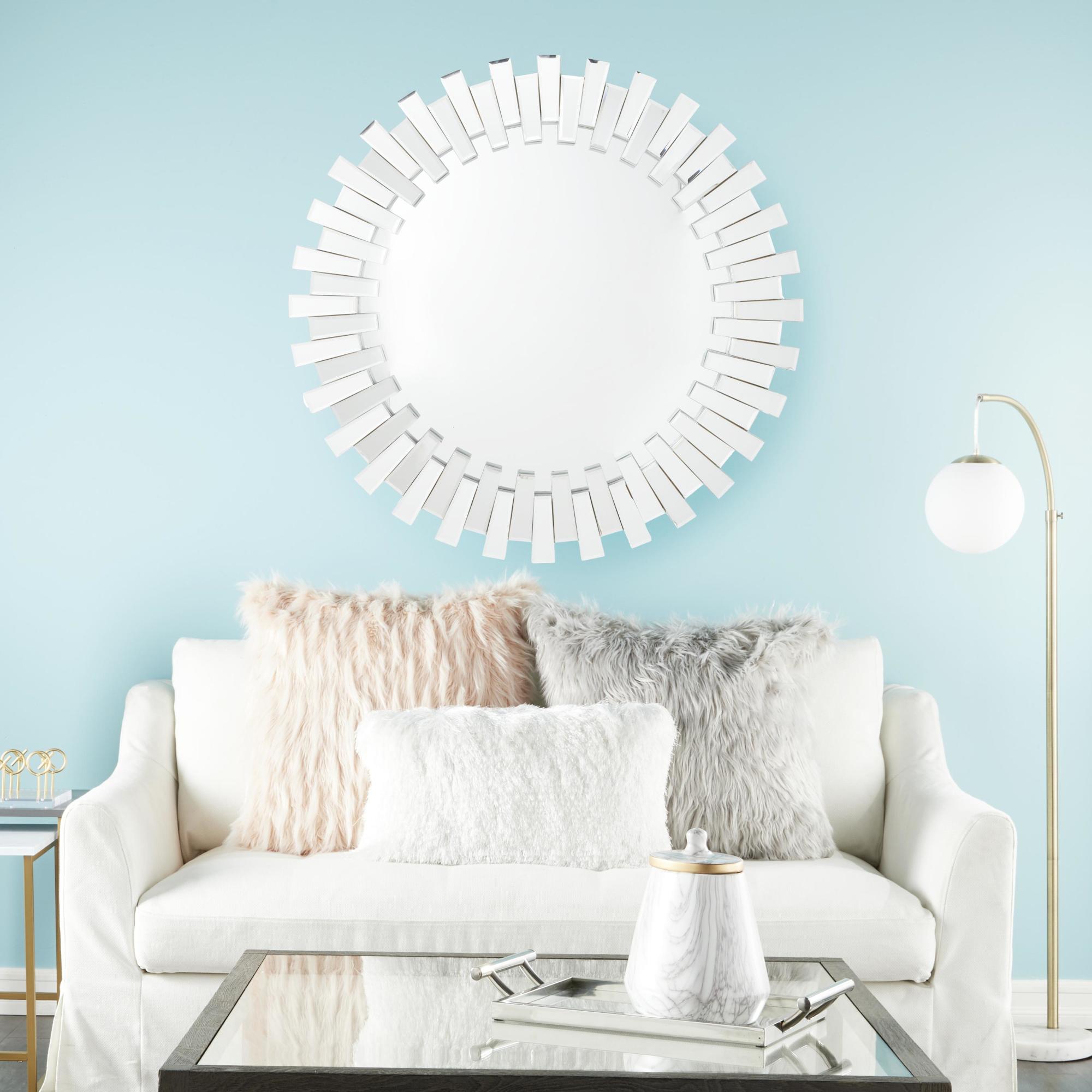 CosmoLiving by Cosmopolitan Starburst Silver Glass Room Wall Mirror
