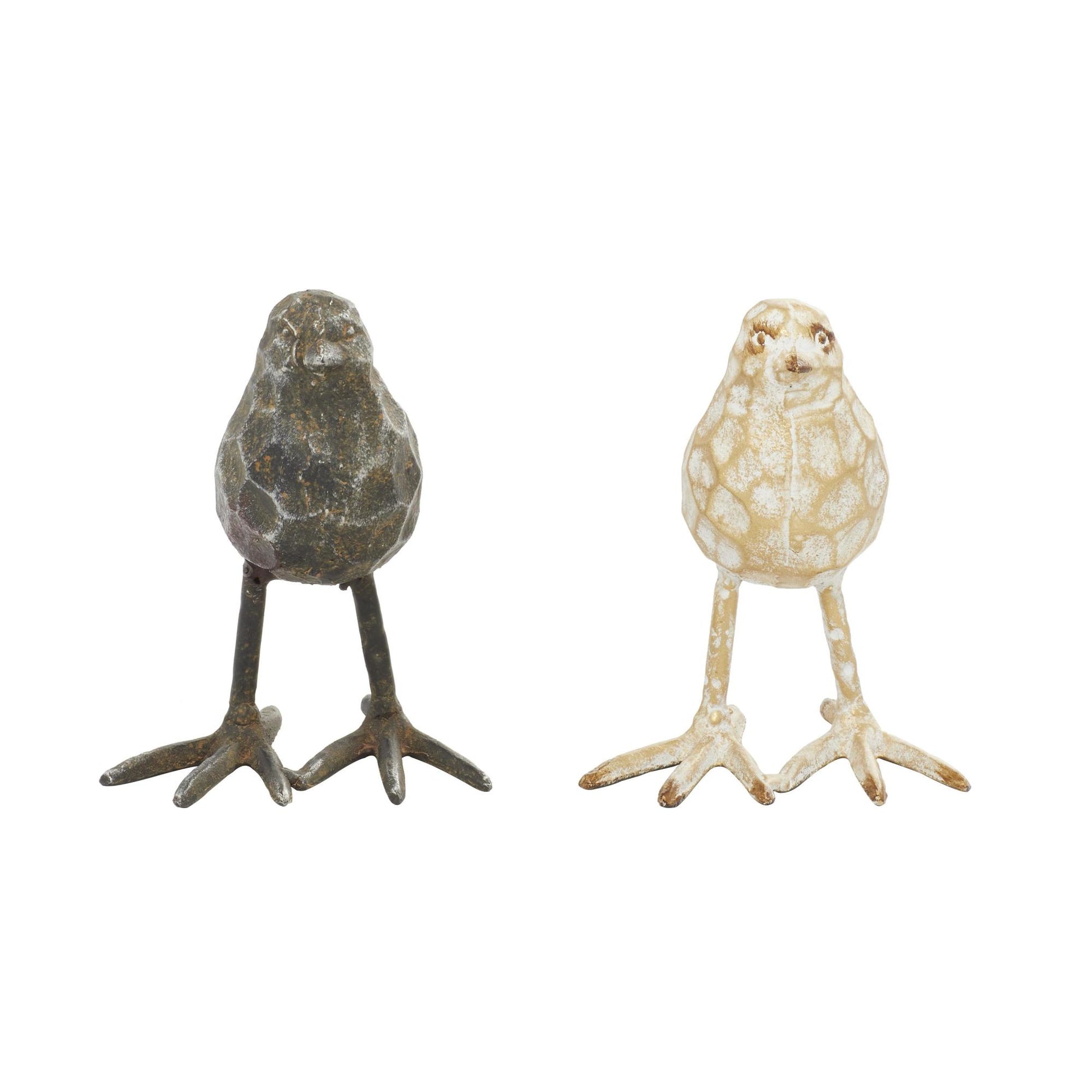 Set of 2 Bird Gold Metal Decorative Sculpture