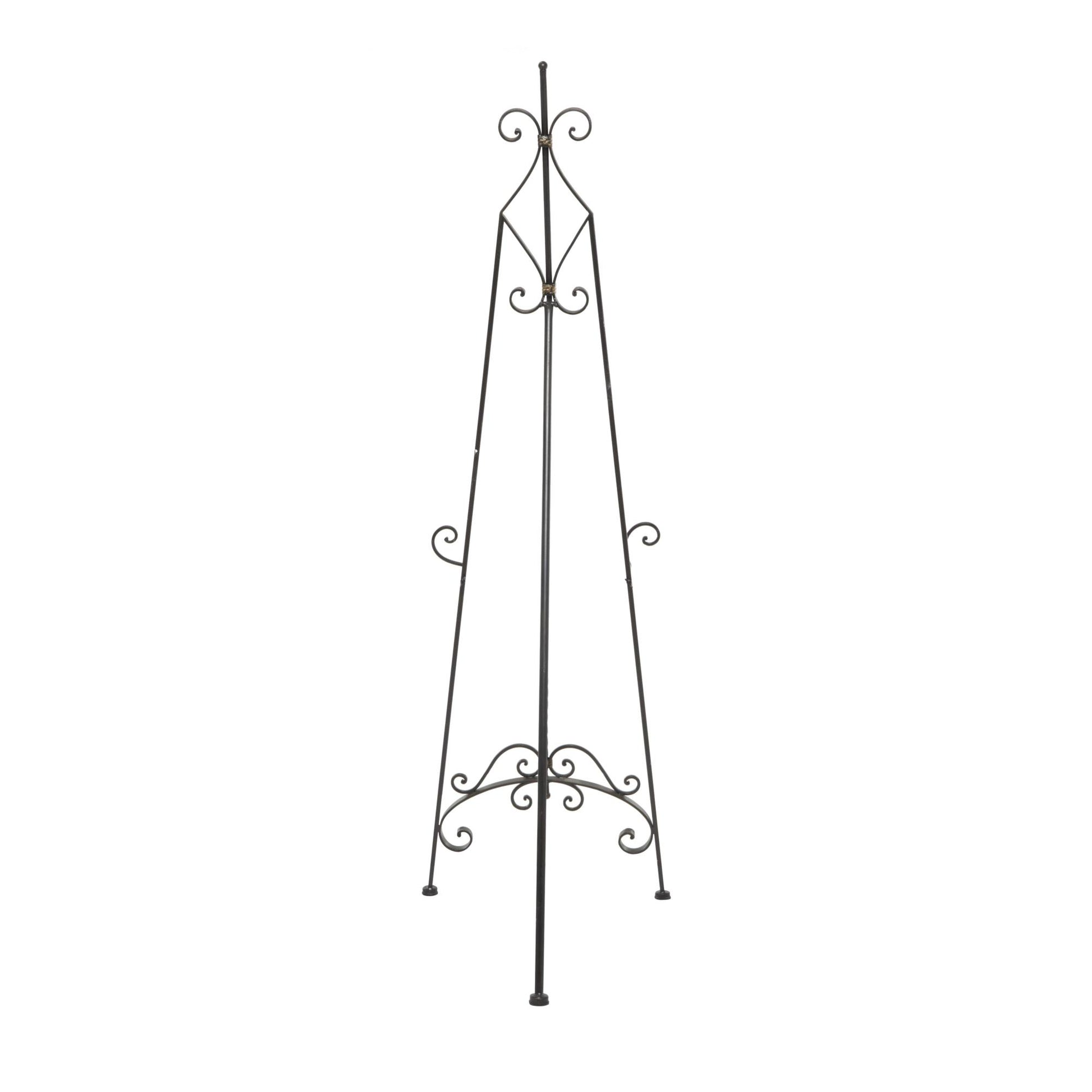 Scroll Black Metal Tall Adjustable Display Easel with Gold Accents