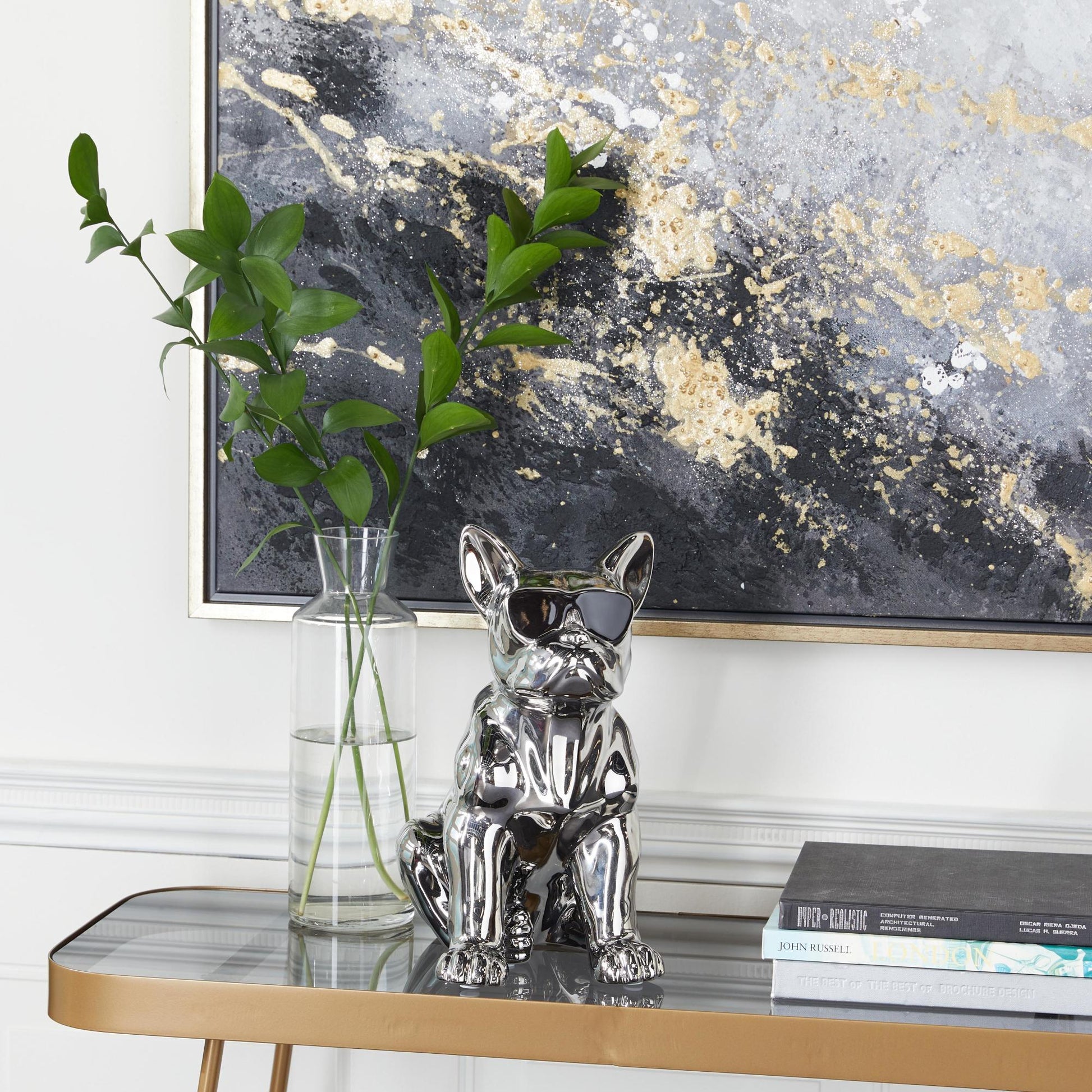 CosmoLiving by Cosmopolitan Bulldog Ceramic Decorative Sculpture with Sunglasses