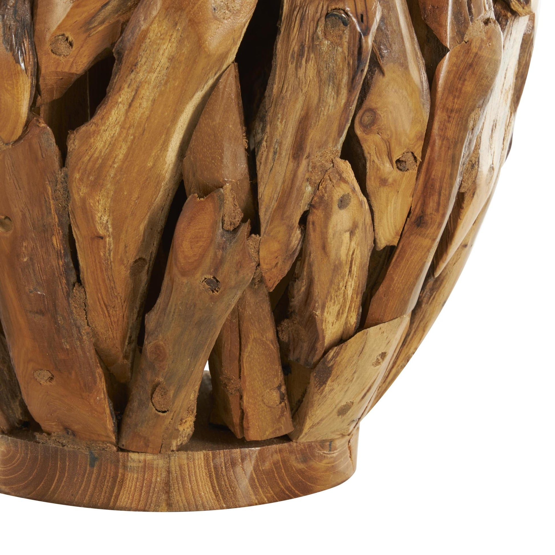 Brown Teak Wood Handmade Live Edge Tree Branch Pot Decorative Vase