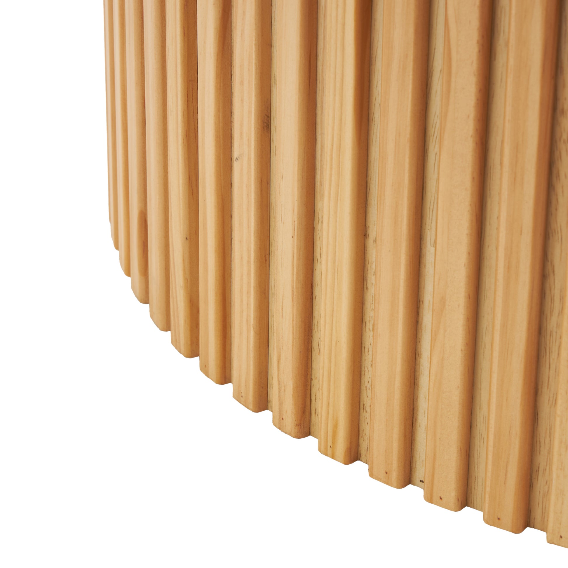 Wood Handmade Ribbed Living Room Coffee Table with Slatted Base