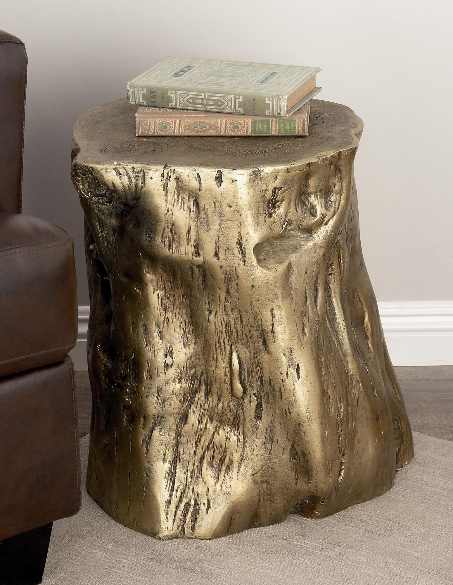 Magnesium Oxide Tree Trunk Side End Accent Table 13" x 13" x 19"