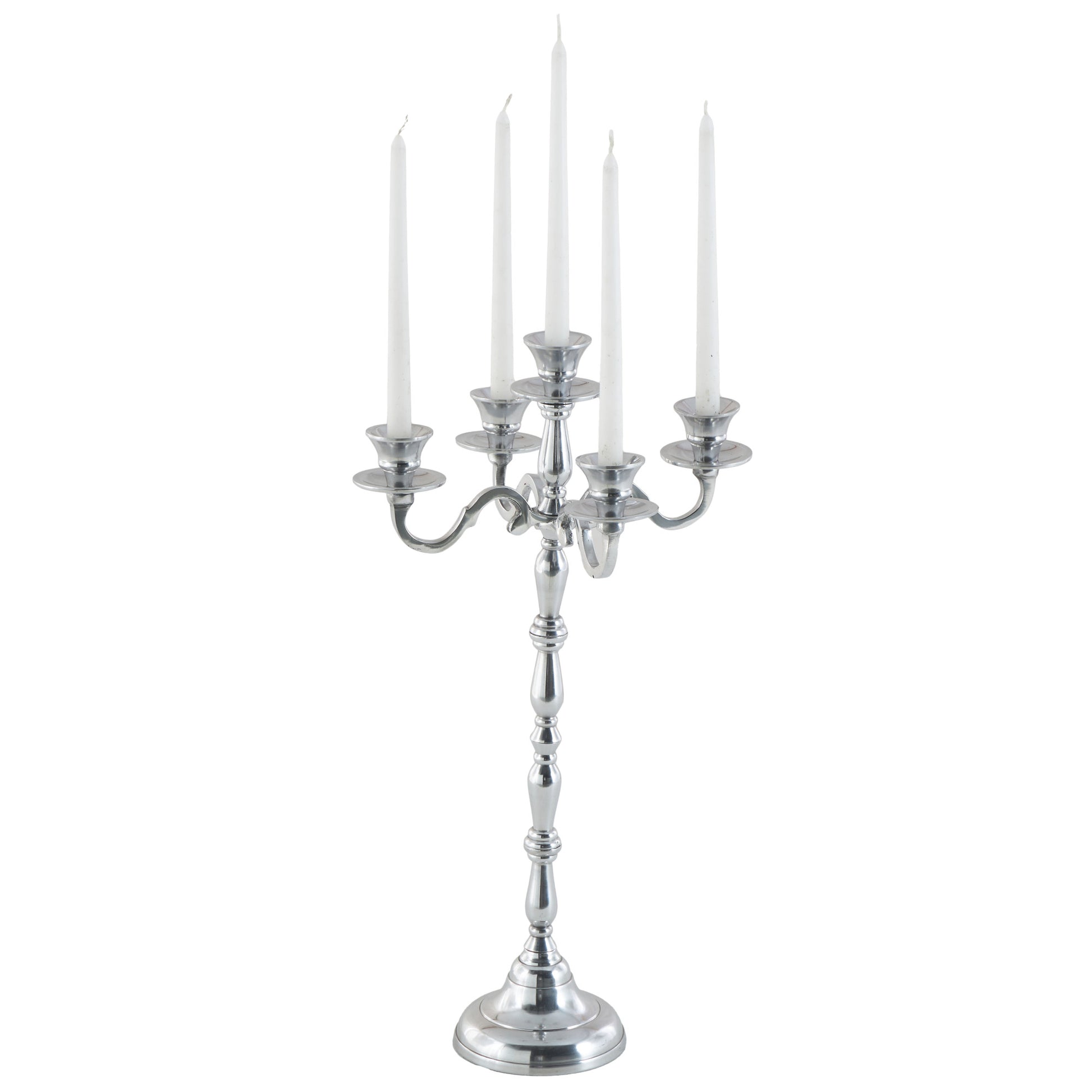 Silver Aluminum Metal Decorative Candelabra