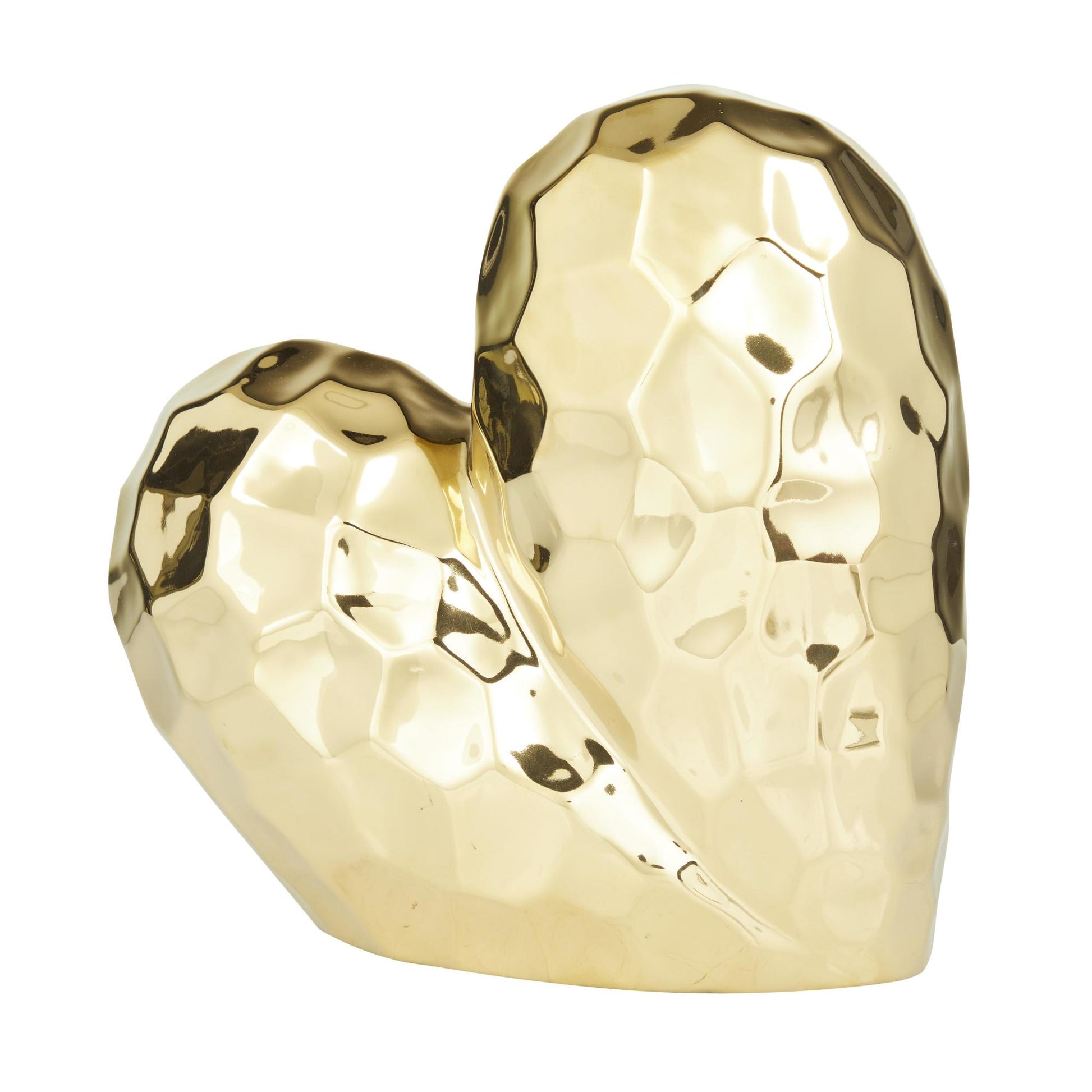 Heart Porcelain Ceramic Dimensional Angled Origami Inspired Decorative Sculpture