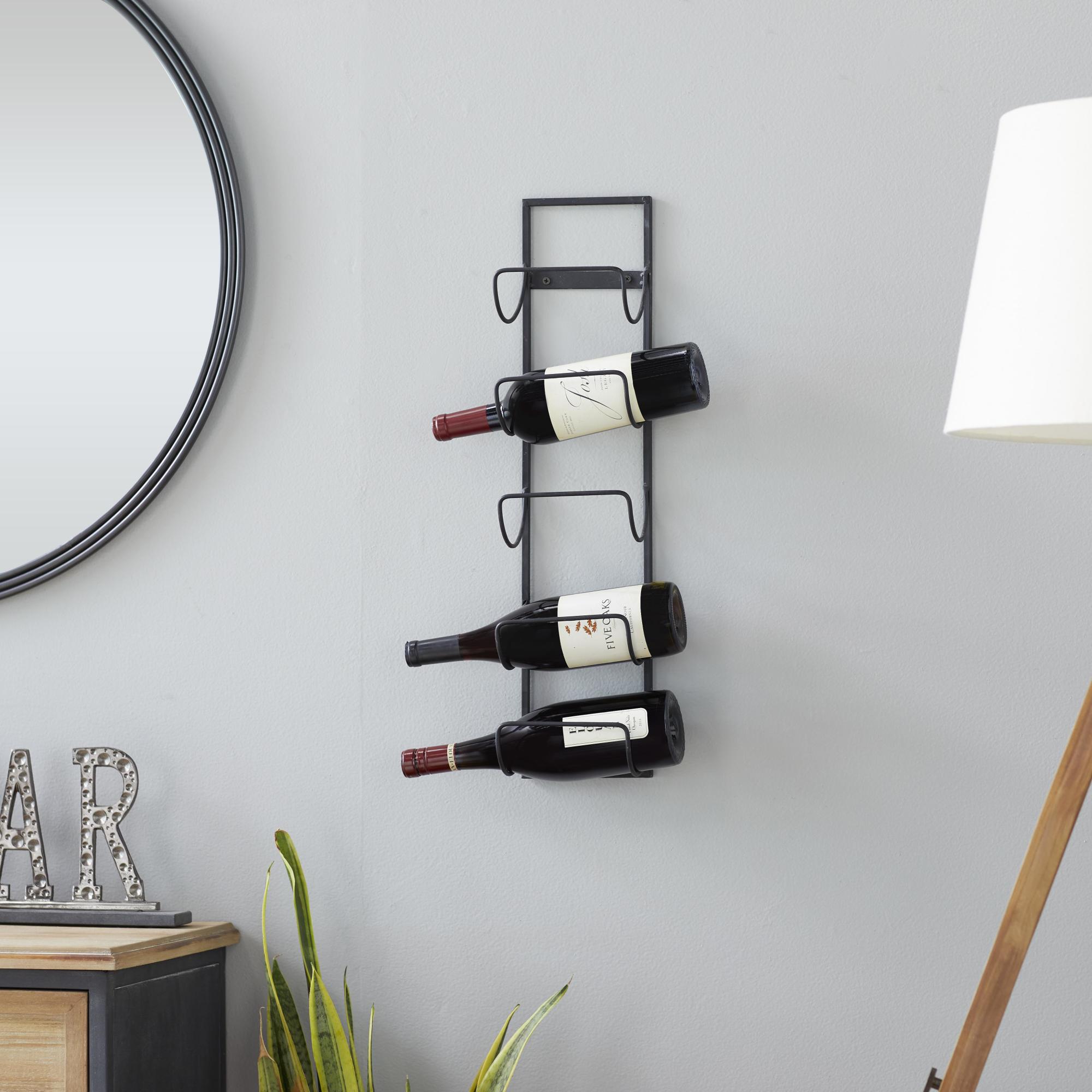 Black Metal 5 Bottle Display Wall Wine Rack