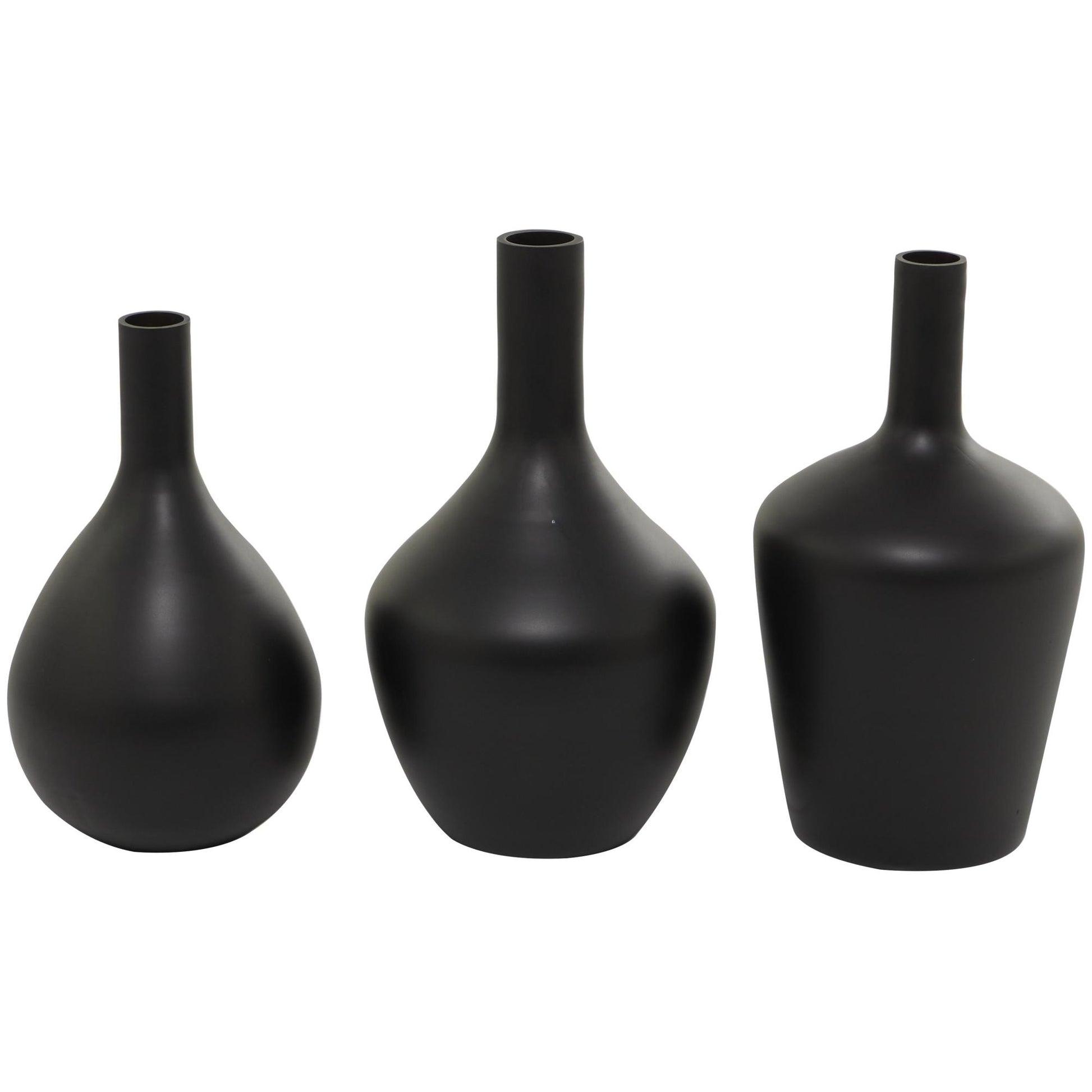 Set of 3 Glass Decorative Vase with Gold Rim