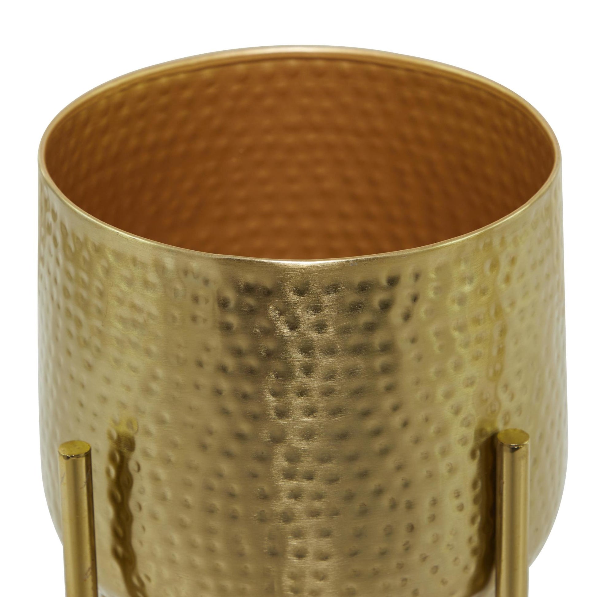 CosmoLiving by Cosmopolitan Set of 2 Metal Hammered Indoor Outdoor Planter with Removable Stand