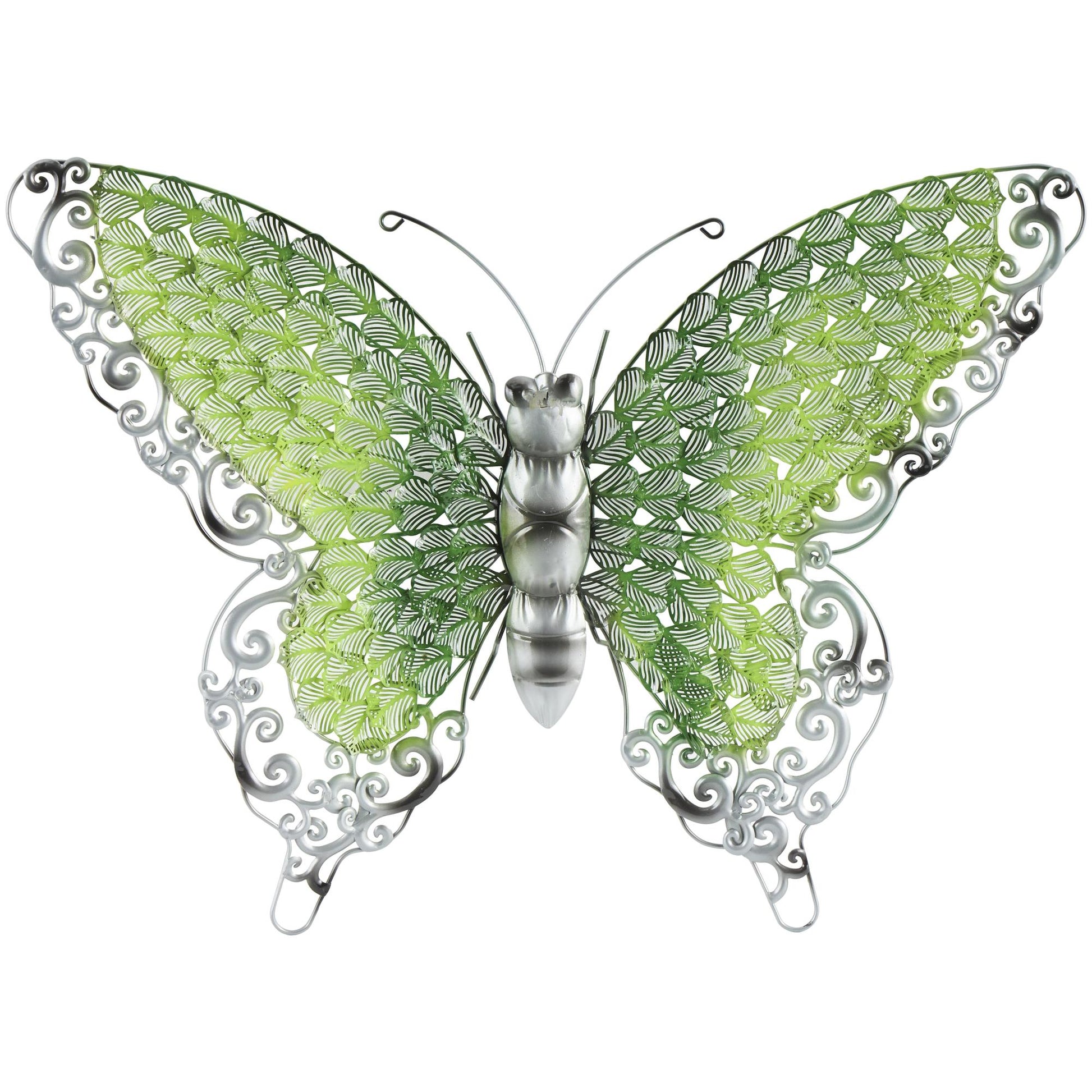 Butterfly Metal Cutout Home Wall Decor with Silver Scroll Details