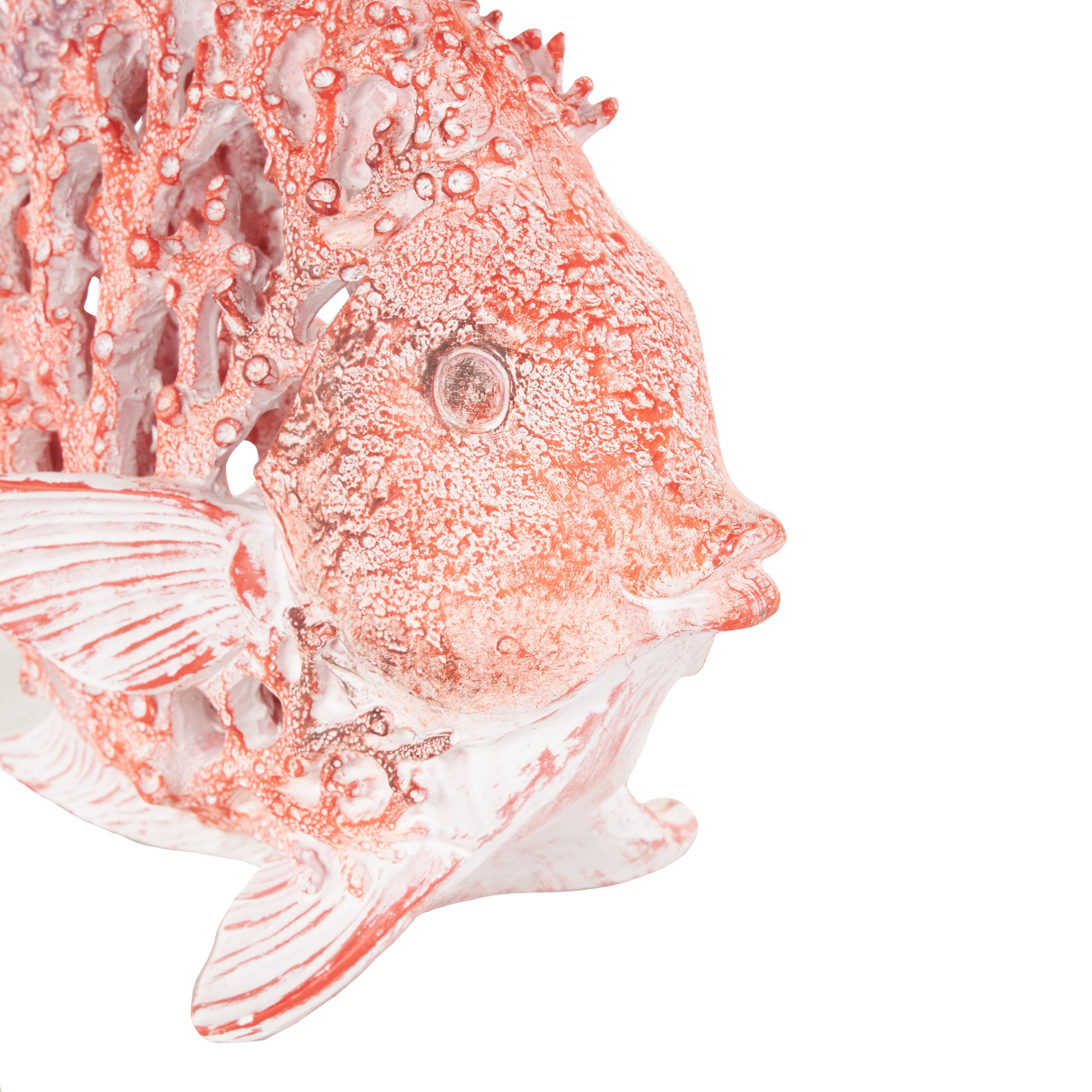 Fish Polystone Textured Decorative Sculpture with White Fins