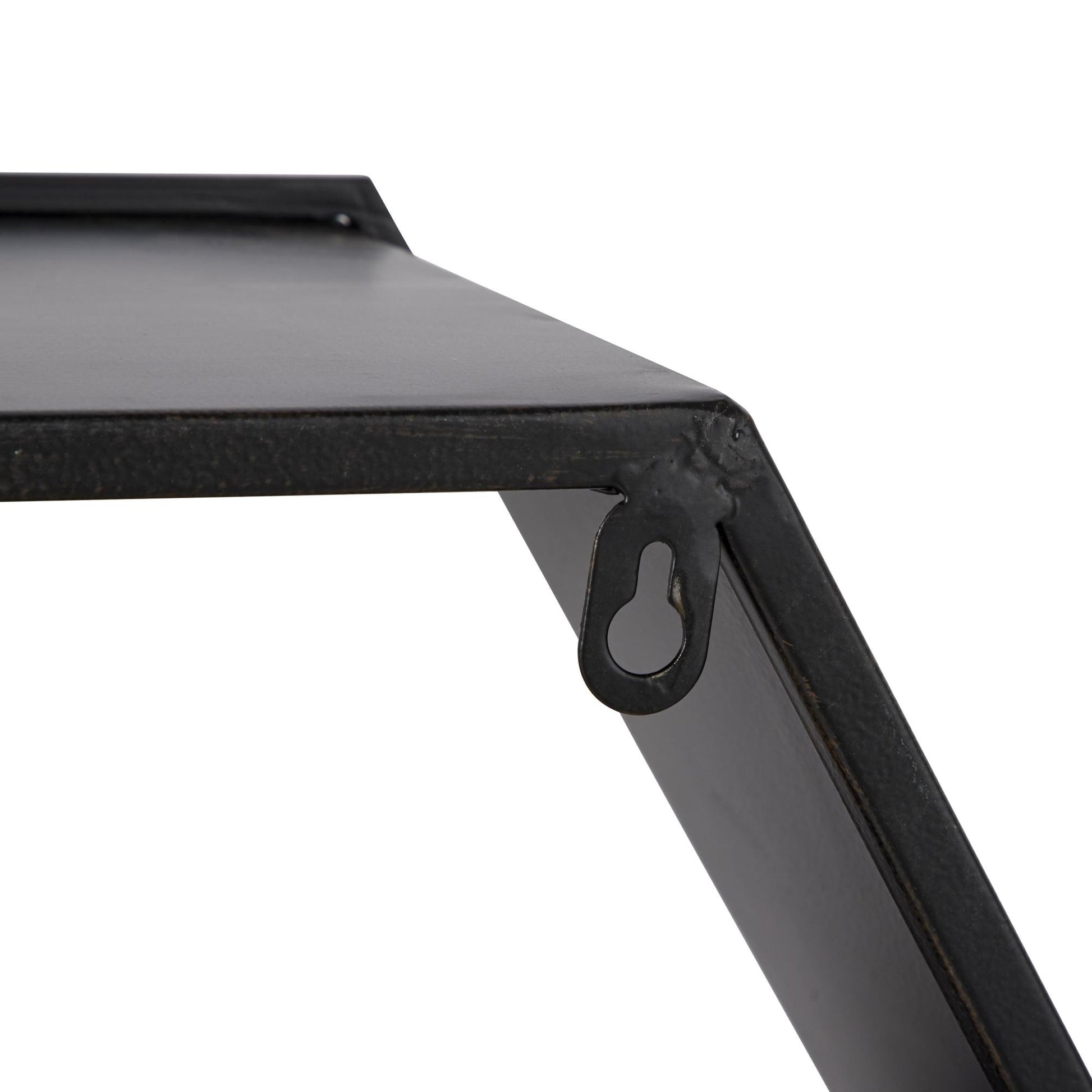 Geometric Black Metal Hexagon 5 Shelf Room Wall Shelf with Wooden Accents