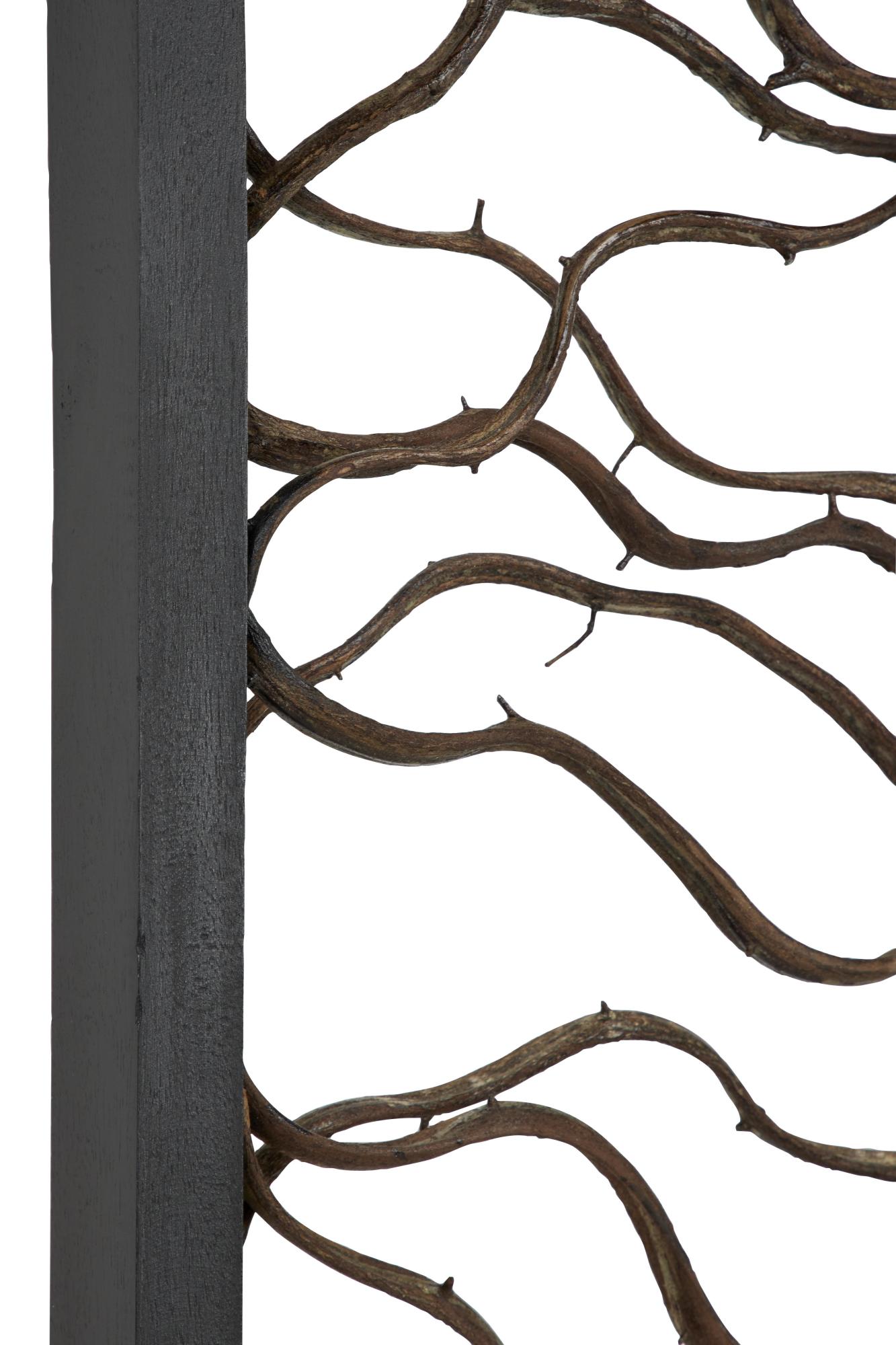 Tree Teak Wood Branch Home Wall Decor with Black Frame
