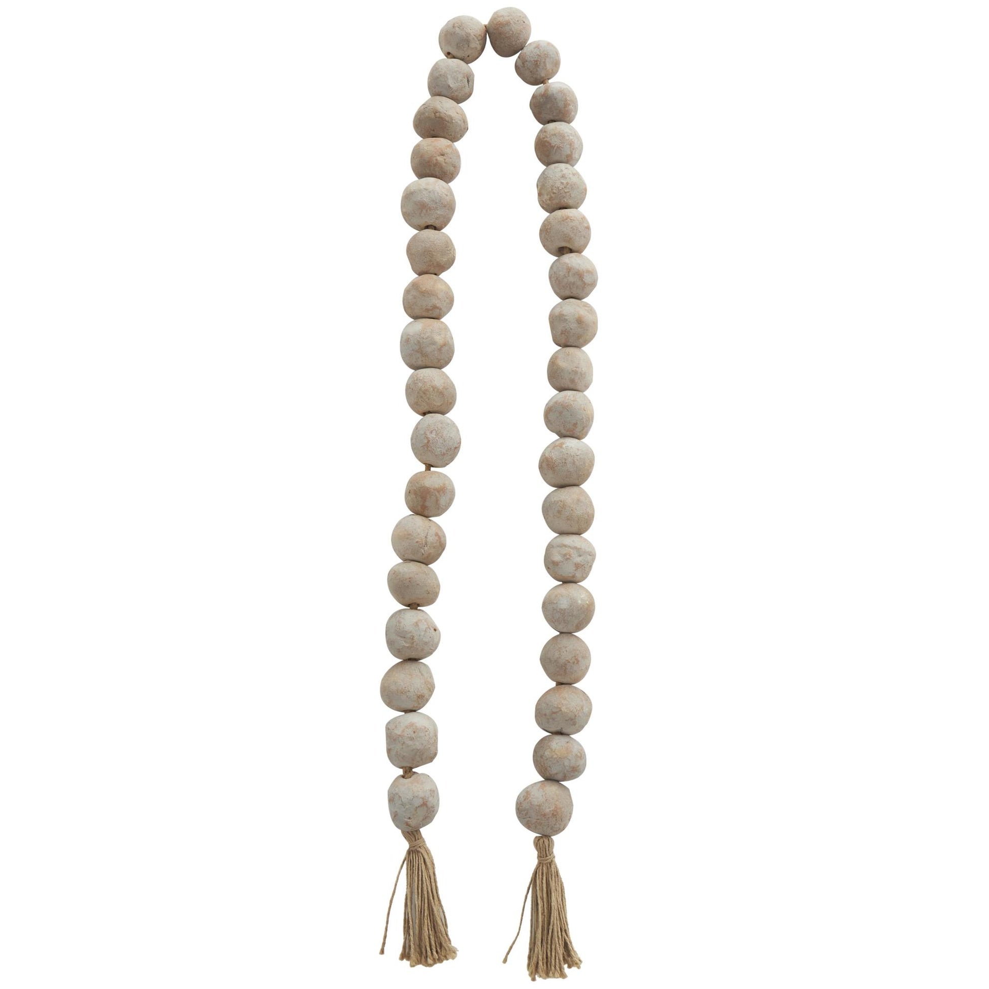 Ceramic Handmade Round Intricately Shaped Large Distressed Beaded Garland with Tassel