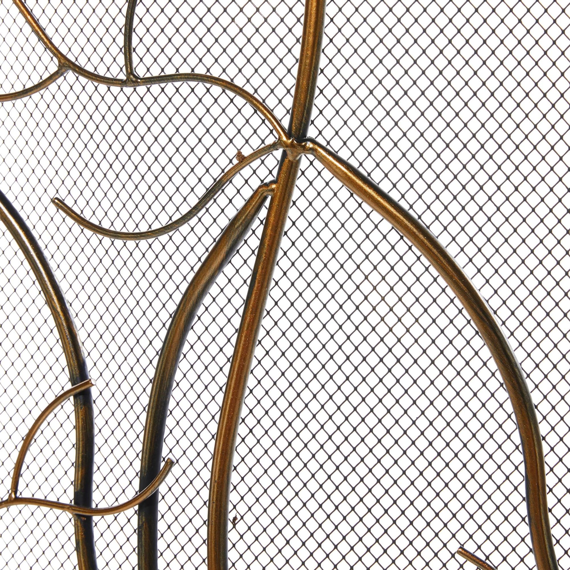 Tree Brass Metal Branch Single Panel Living Room Fireplace Screen with Mesh Netting